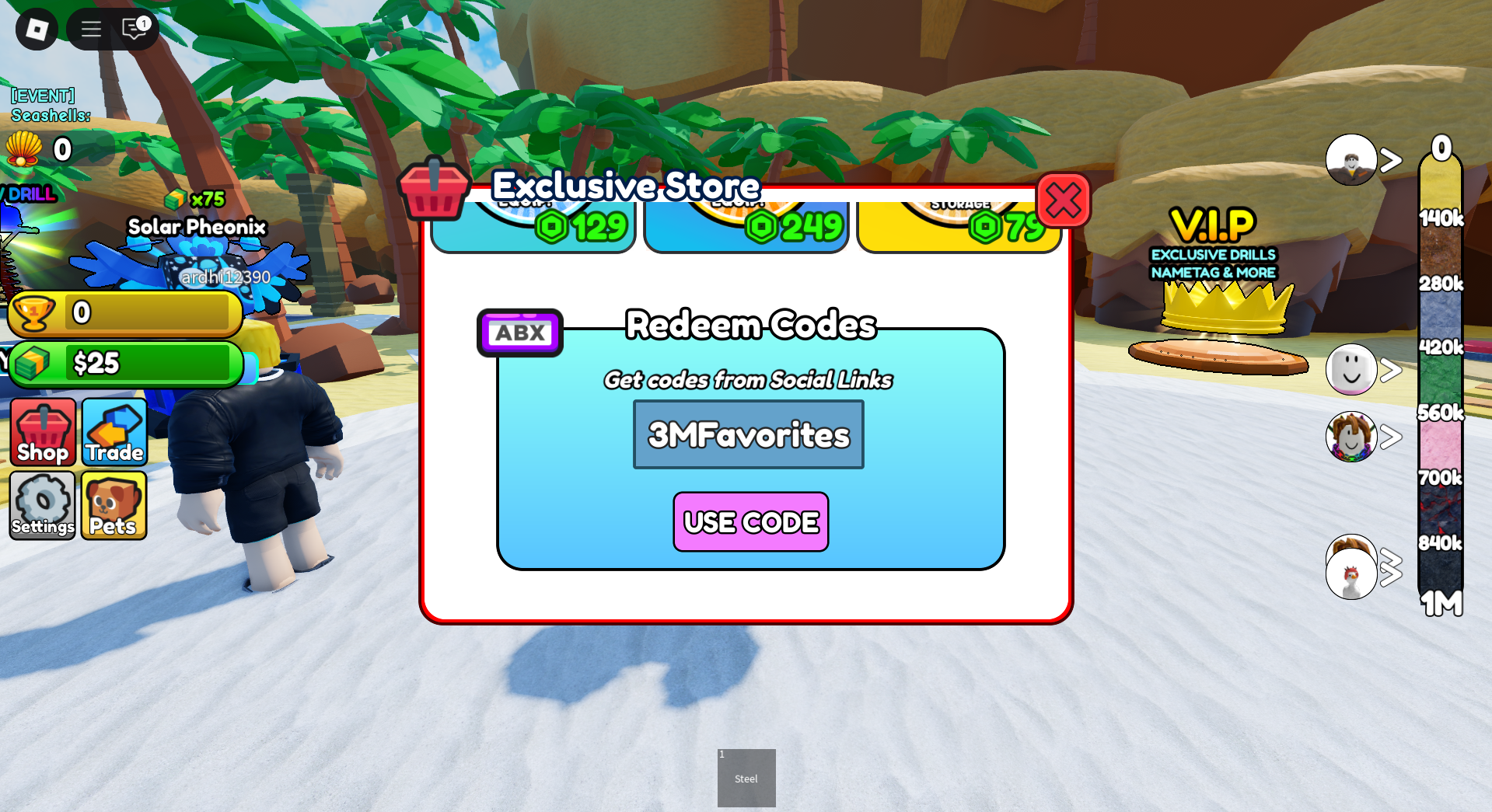 Redeeming Codes (Image via Roblox Corporation)