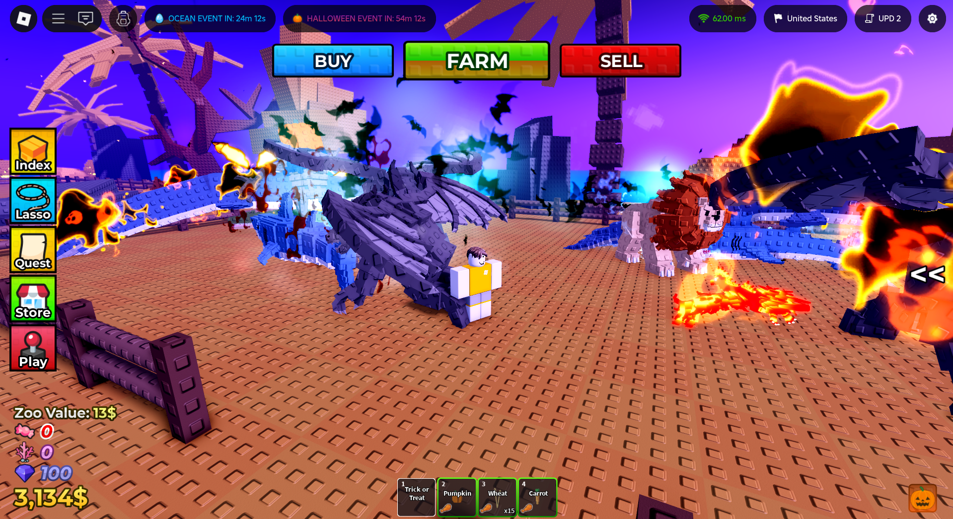 Different animals running around in the farm (Image via Roblox Corporation)