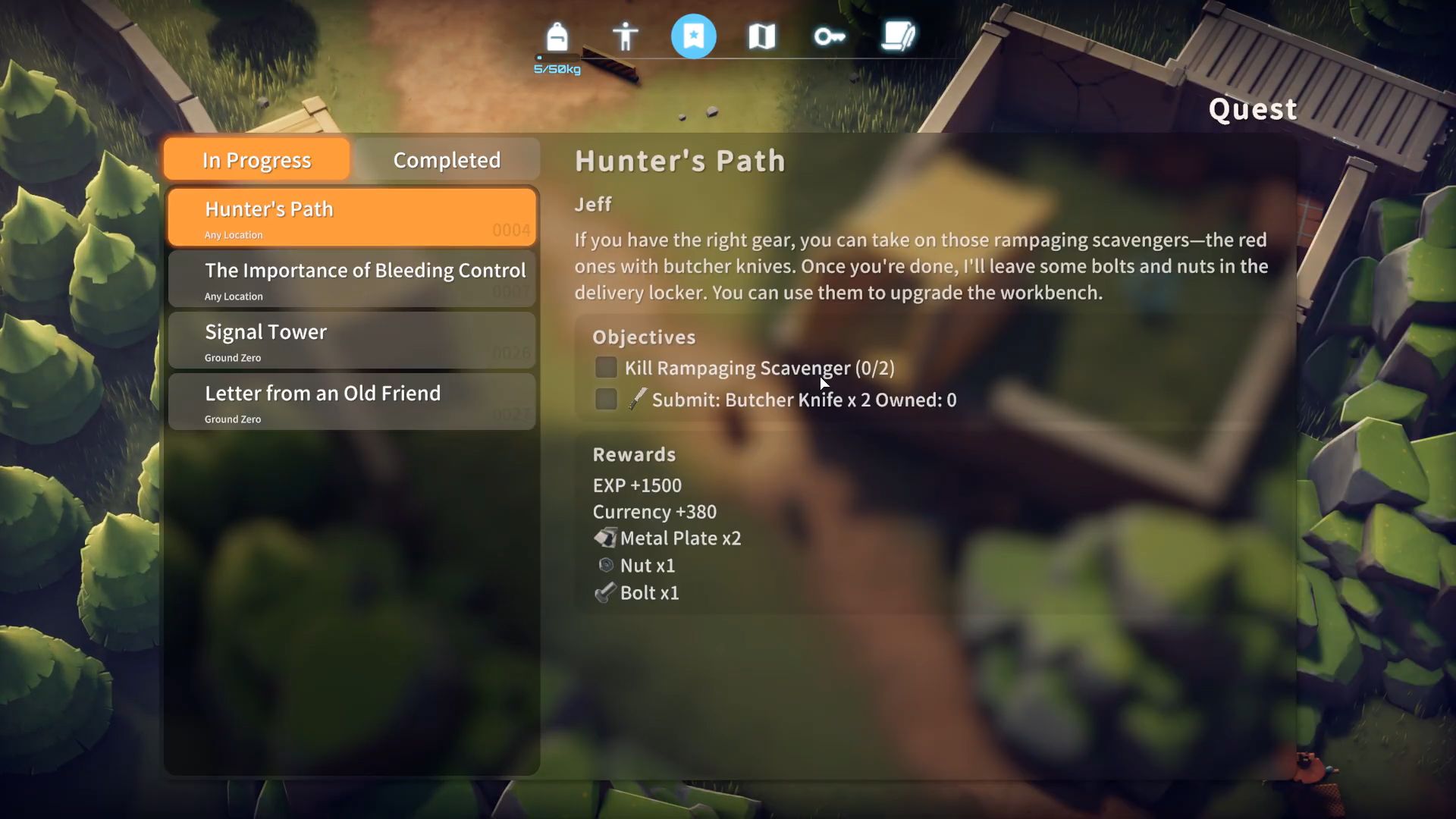 Obtain two butcher knives for the Hunter's Path quest in Escape from Duckov (Image via bilibili)