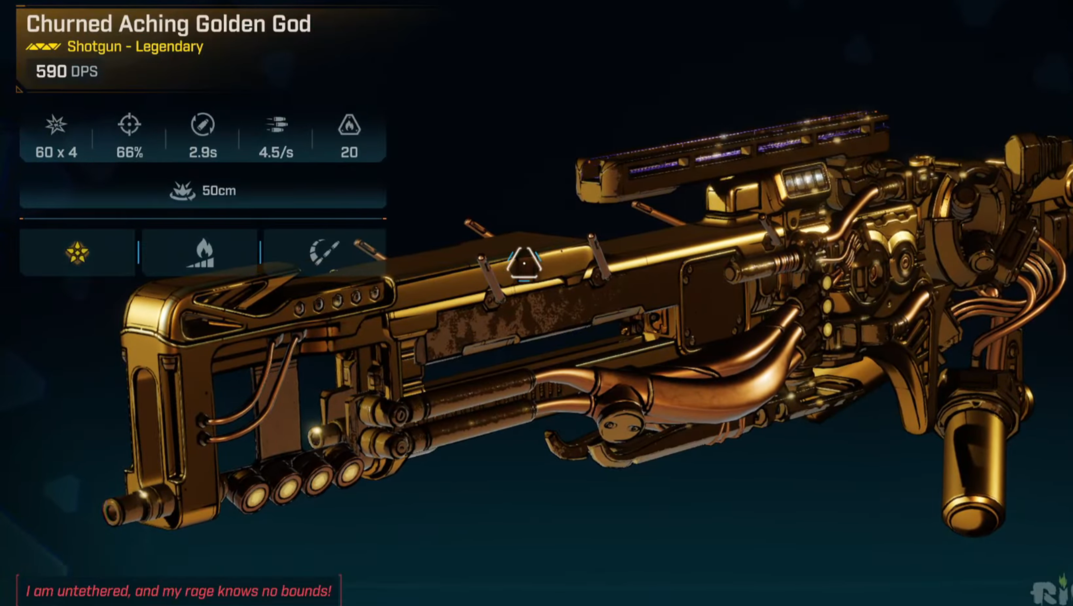 Golden God Shotgun Overview in Borderlands 4 (Image via 2K Games)