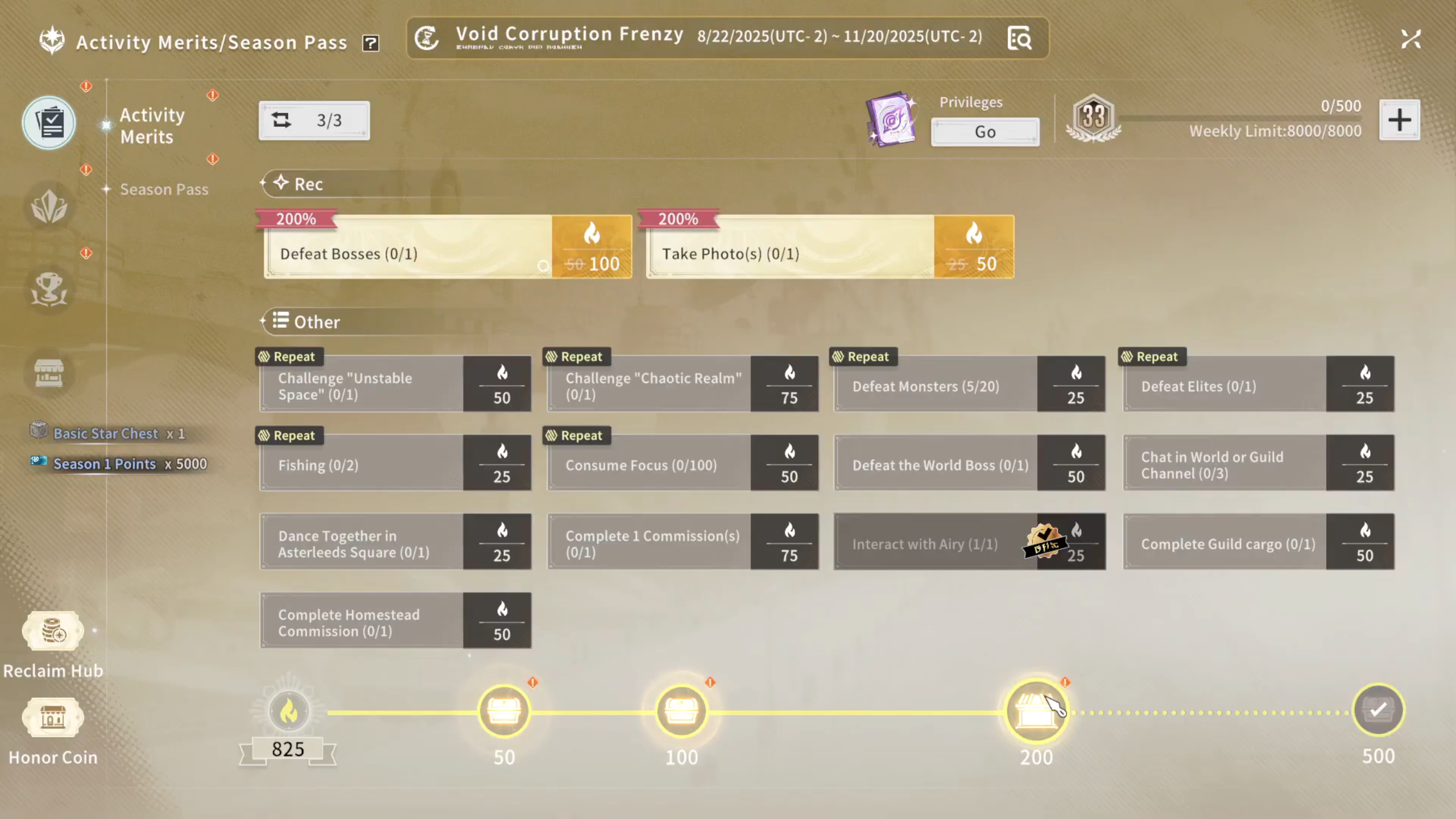 Activity Merit Milestones in Blue Protocol Star Resonance (Image via Bandai Namco)