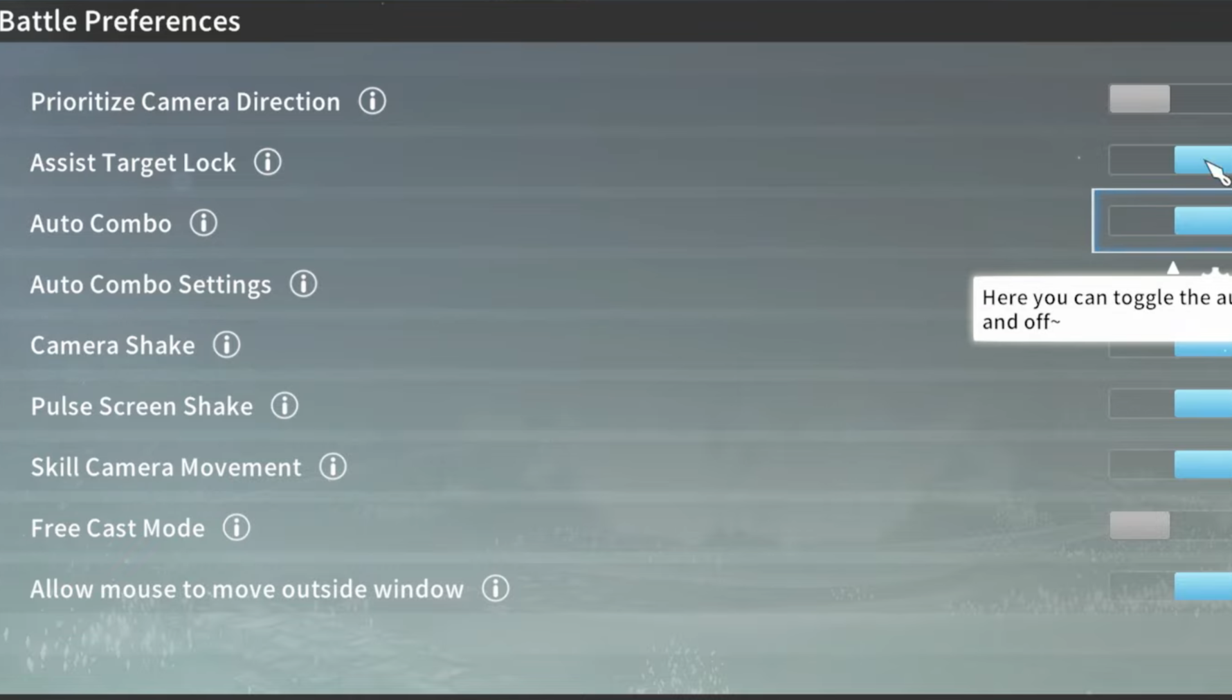 Toggle Auto Combo on from the settings menu (Image via A Plus Japan)