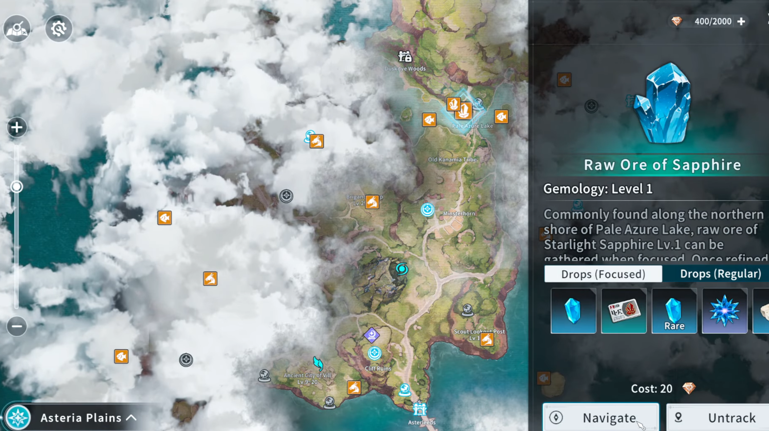 Locate the Gem which you have set to track (Image via A Plus Japan)