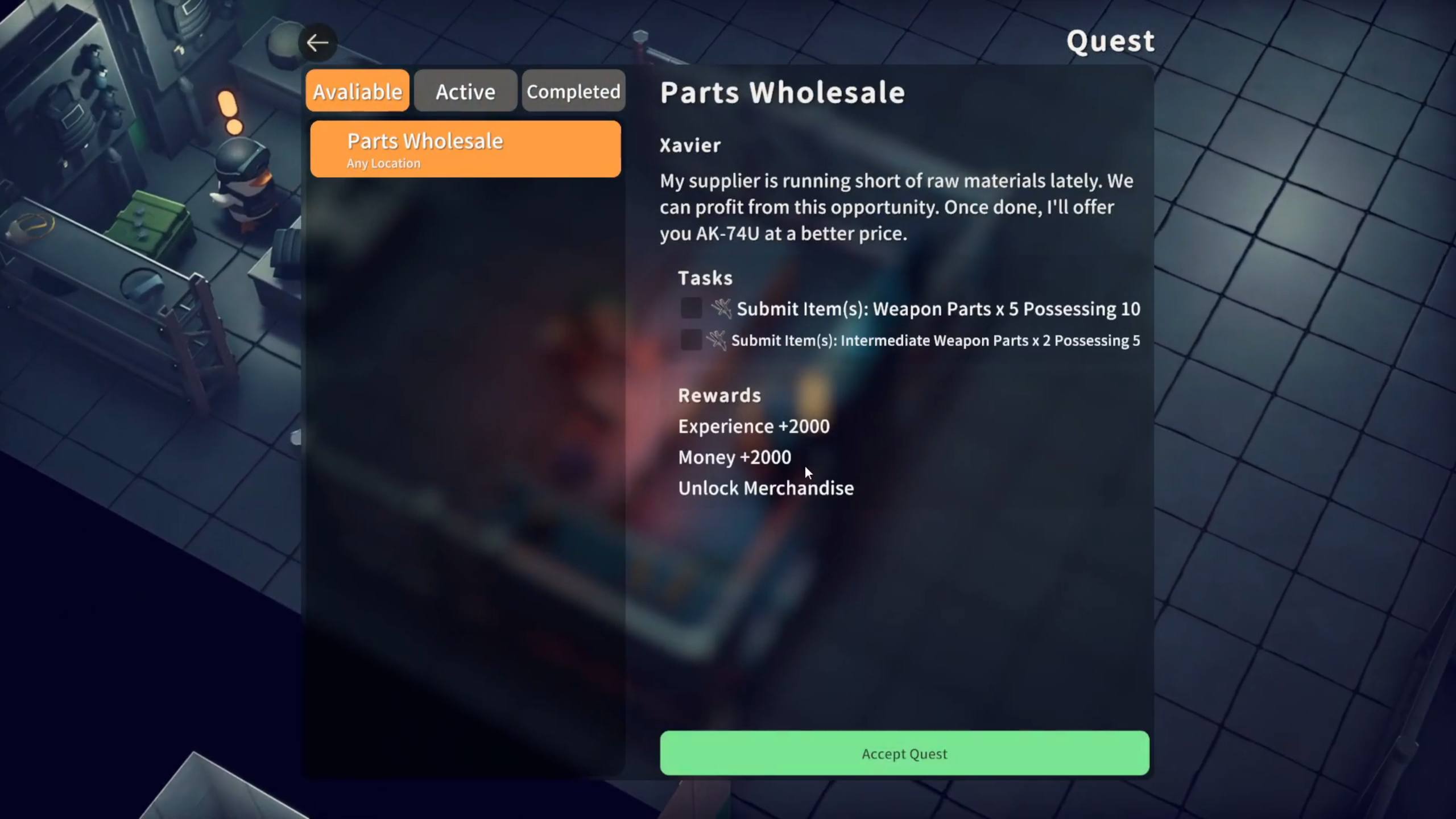 List of all quests from Xavier in Escape from Duckov (Image via Bilibili)