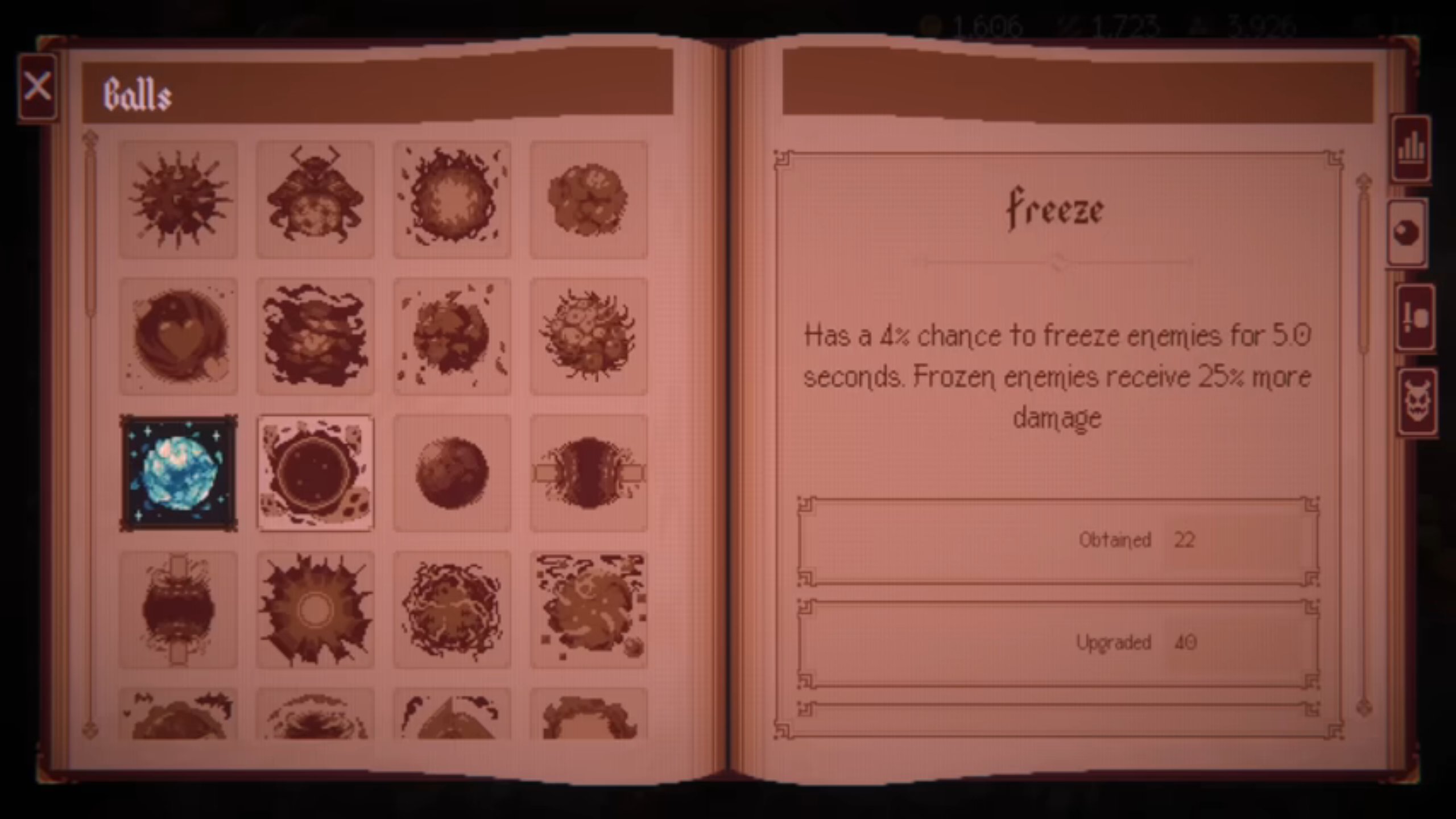 List of all default balls in Ball X Pit (Image via Devolver Digital)