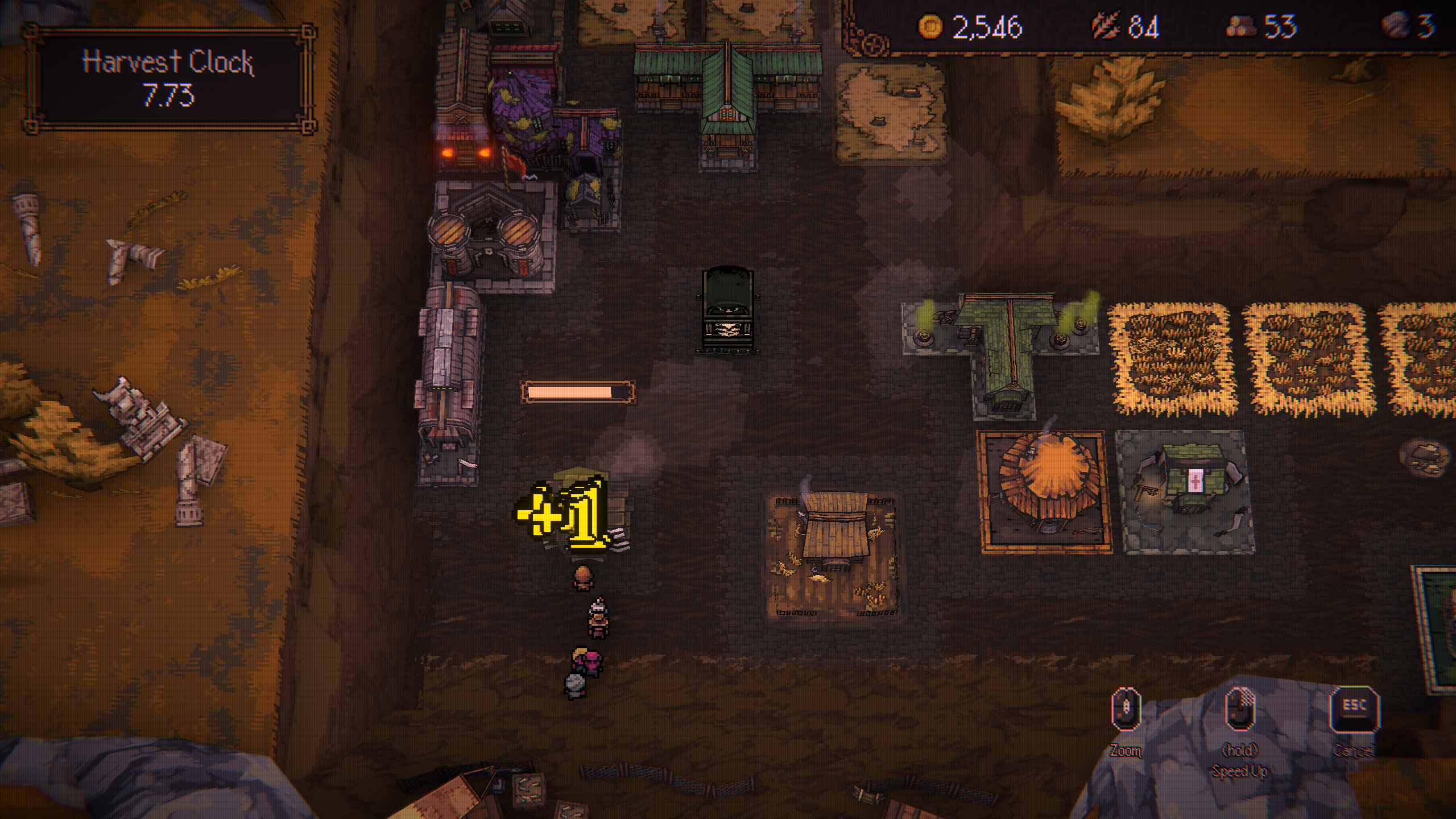 Have your warriors hit the building to harvest and build (Image via Devolver Digital)