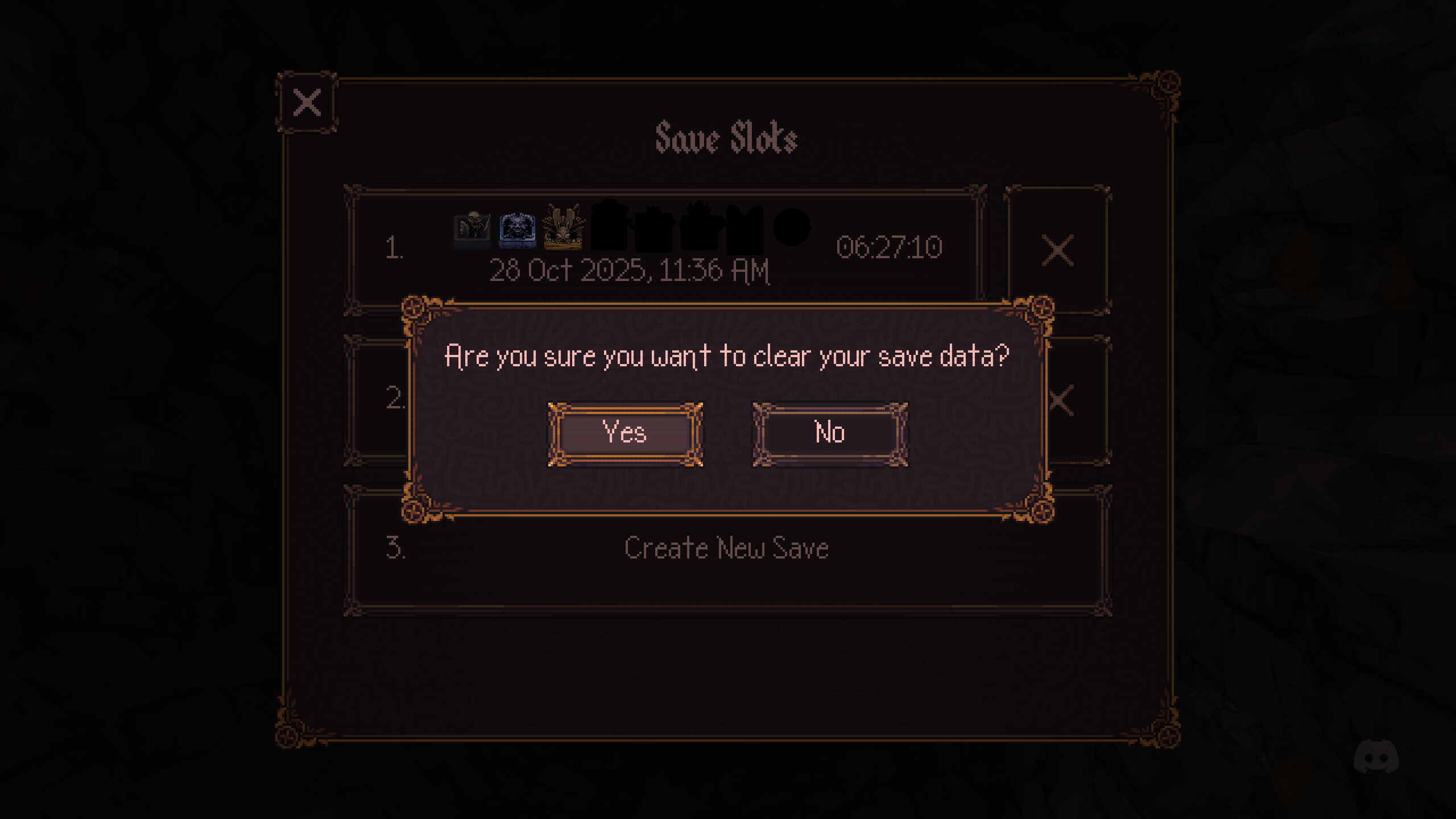 Delete your save file in Ball X Pit (Image via Devolver Digital)