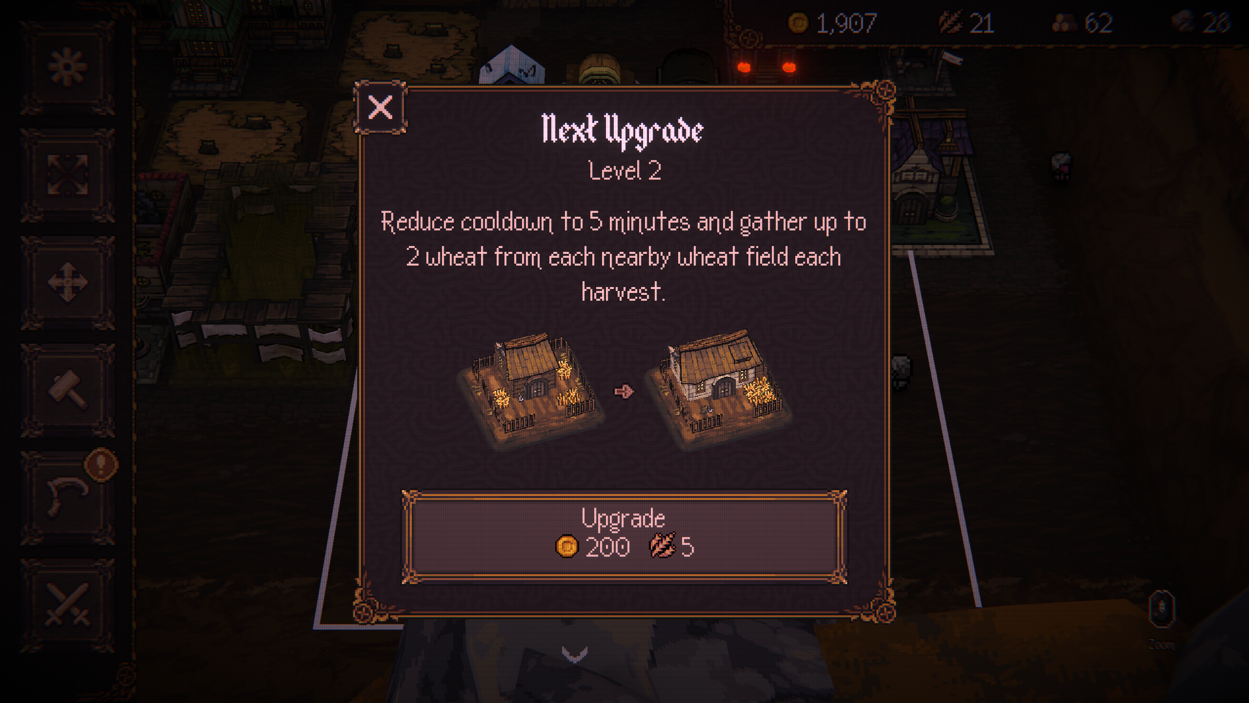 Upgrade the building to collect more resources (Image via Devolver Digital)