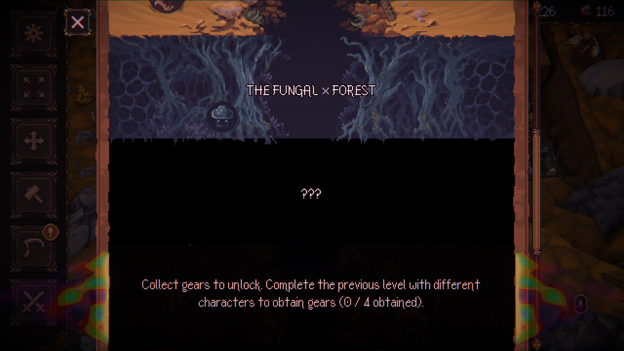 Collect gears by completing levels to unlock levels (Image via Devolver Digital)