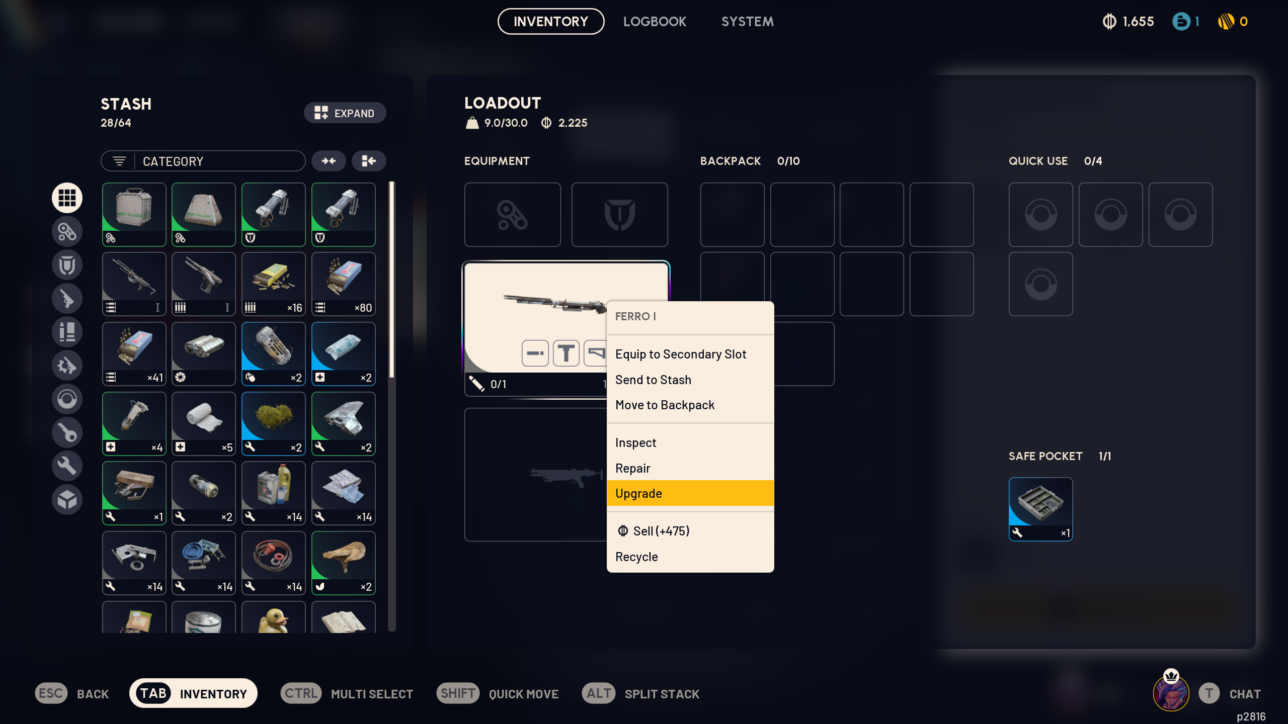Check you gun in your inventory for an upgrade option (Image via Embark Studios)