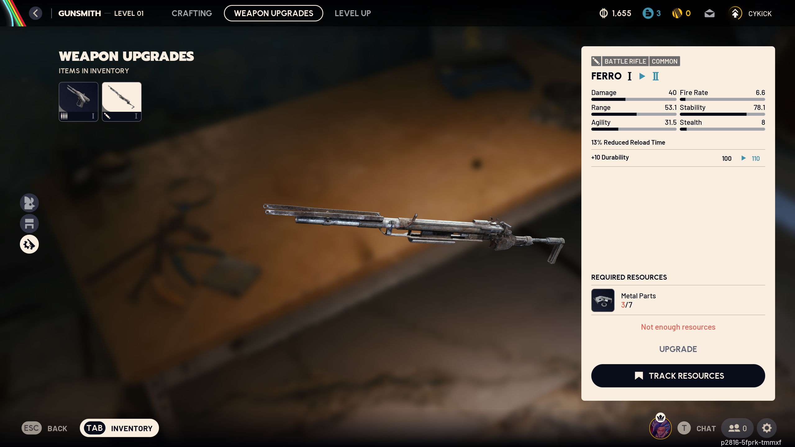 How to upgrade weapons in Arc Raiders (Image via Embark Studios)