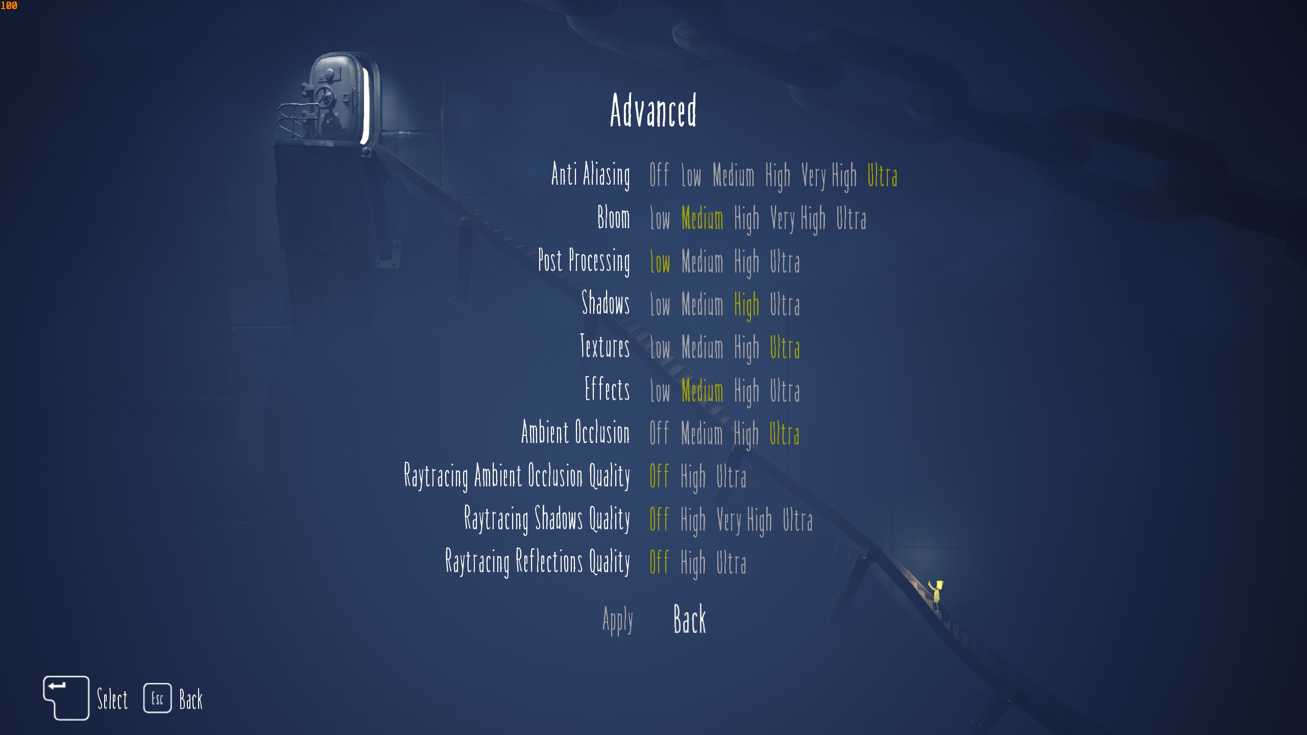 PIcture of Little Nightmares Enhanced Edition graphics settings page
