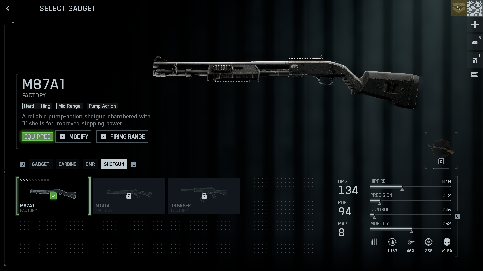 M87A1 shotgun loadout in Battlefield 6 (Image via Electronic Arts)