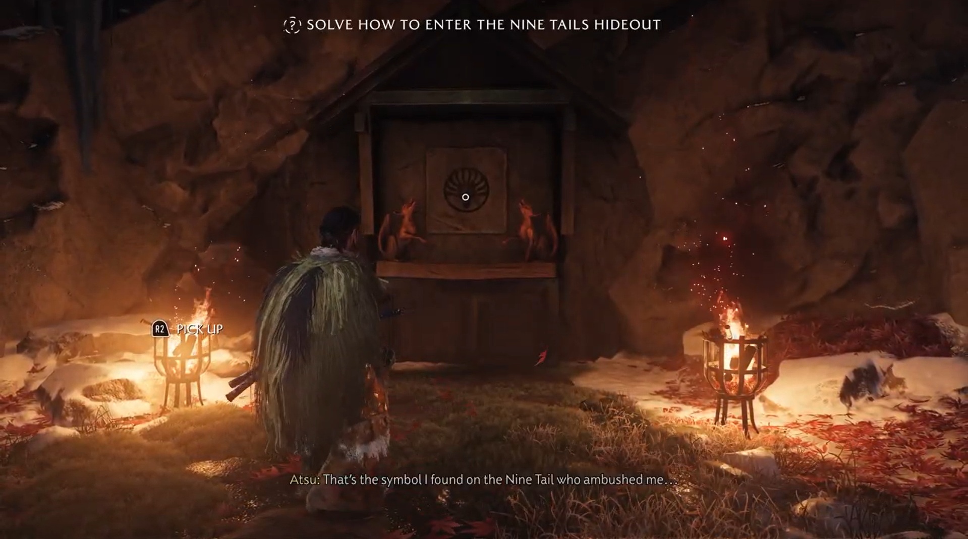 Solve the Fox Lantern Puzzle (Image via Deltia's Gaming and Sucker Punch)