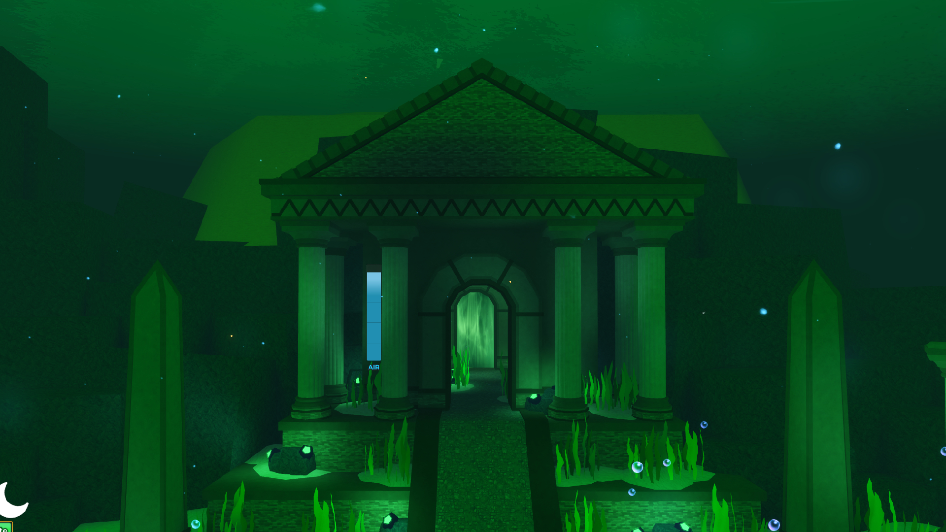 Swim into this building at the Lost Isles (Image via Roblox Corporation)