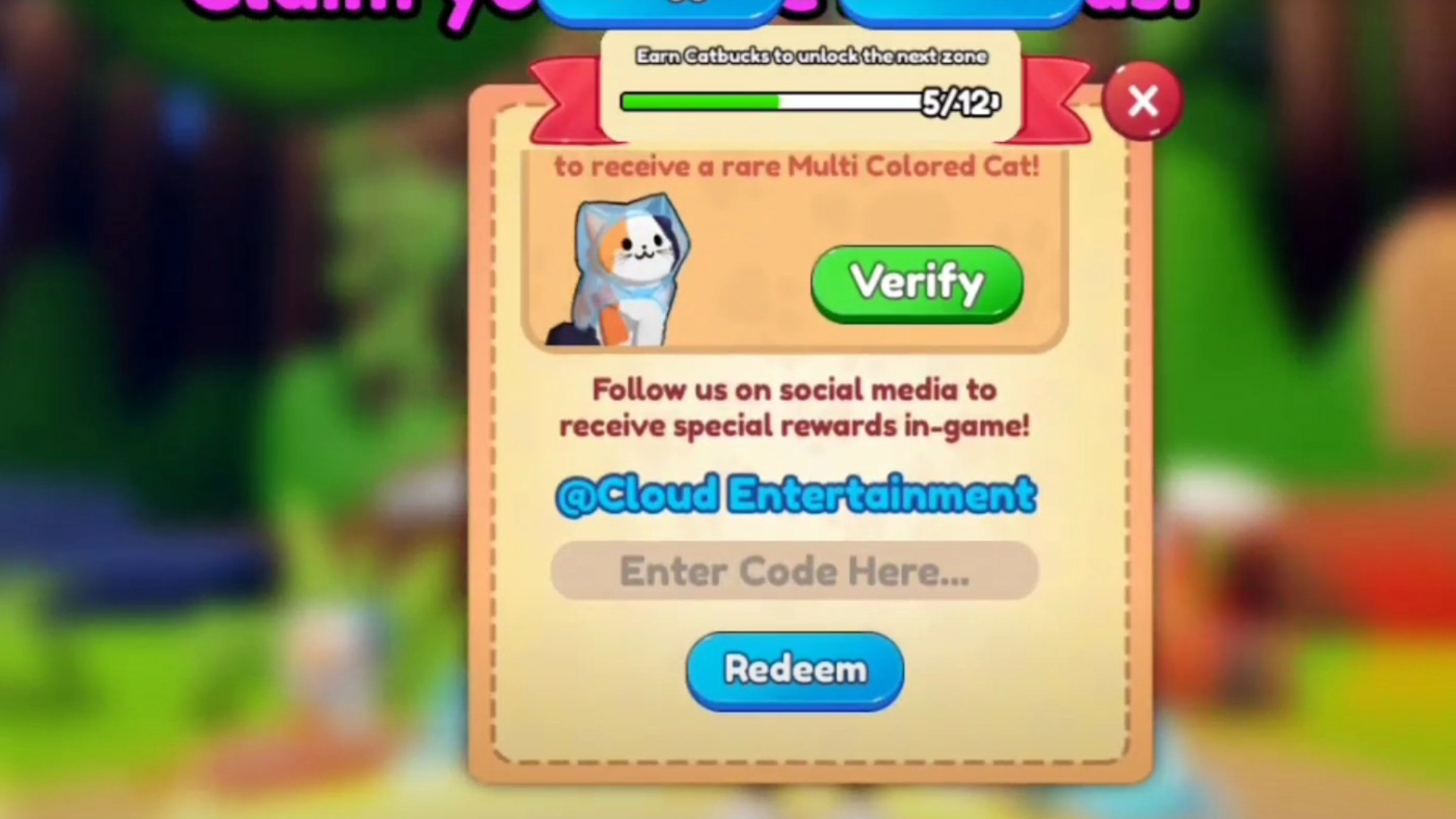 The code redemption text box