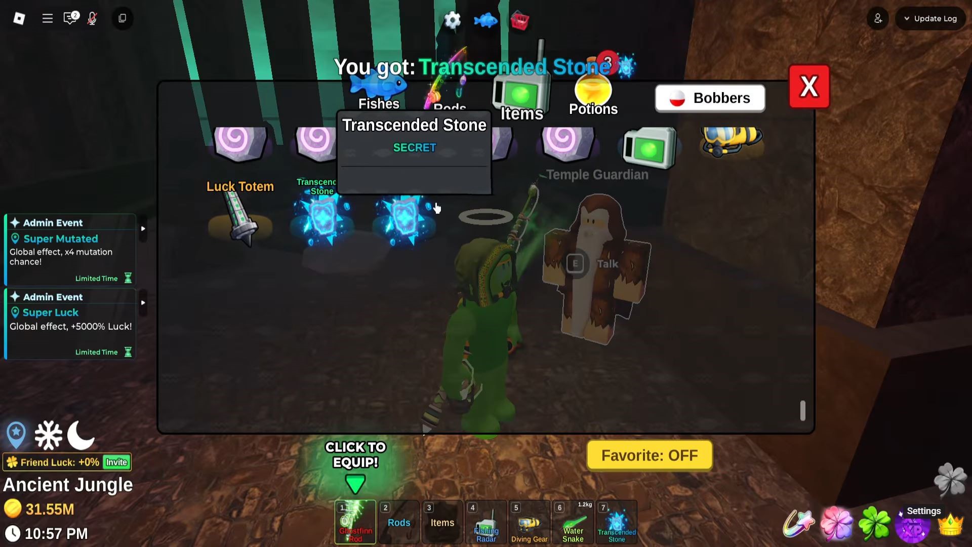 Transcended Stone in Fish It (Image via Roblox Corporation)