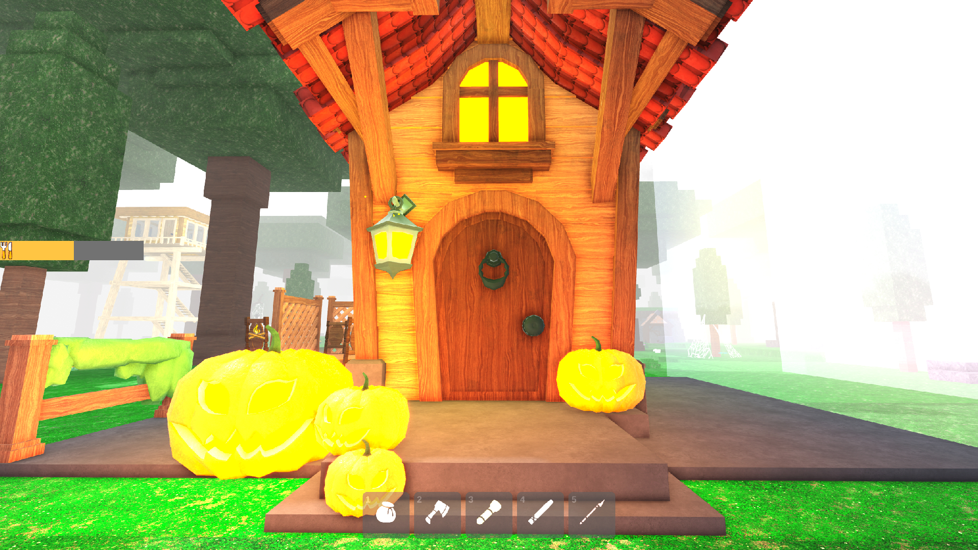Trick or treat NPC houses (Image via Roblox Corporation)