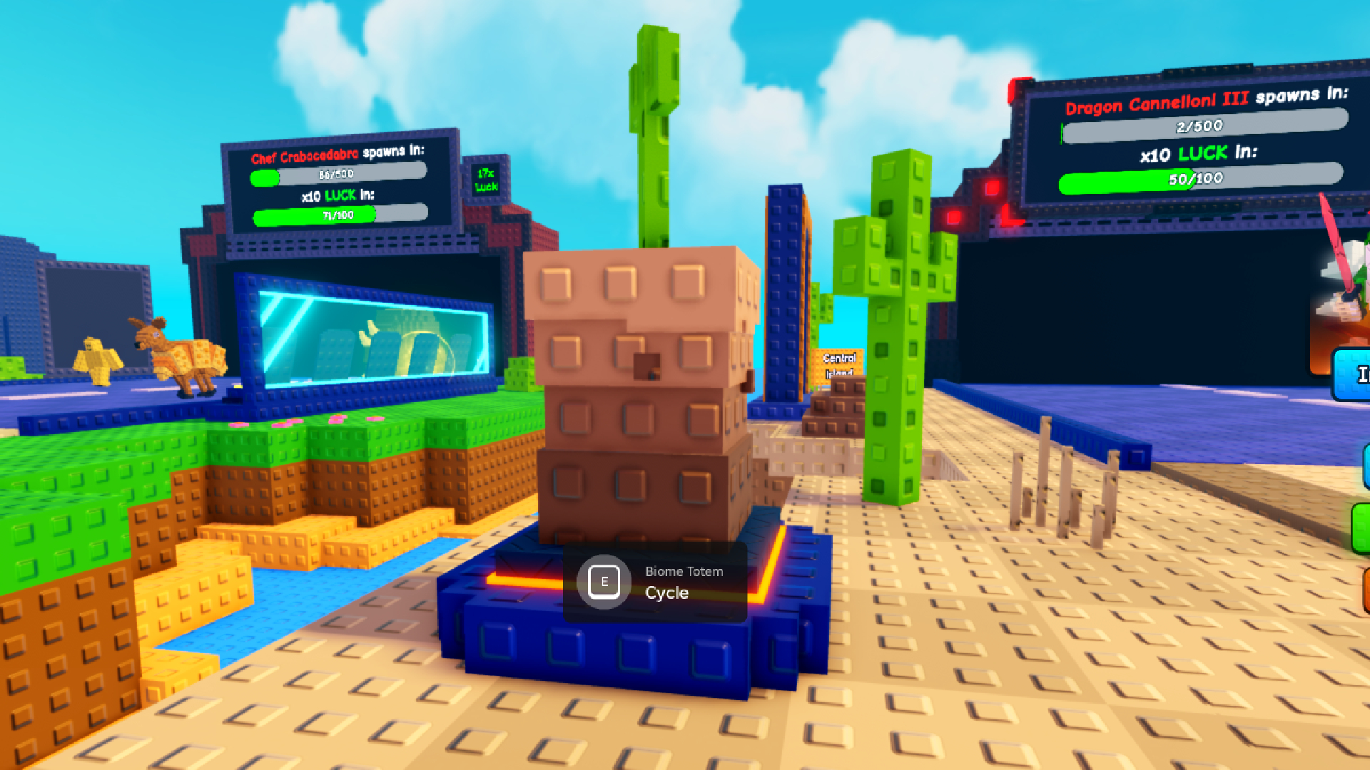 Use them to cycle through unlocked biomes (Image via Roblox Corporation)