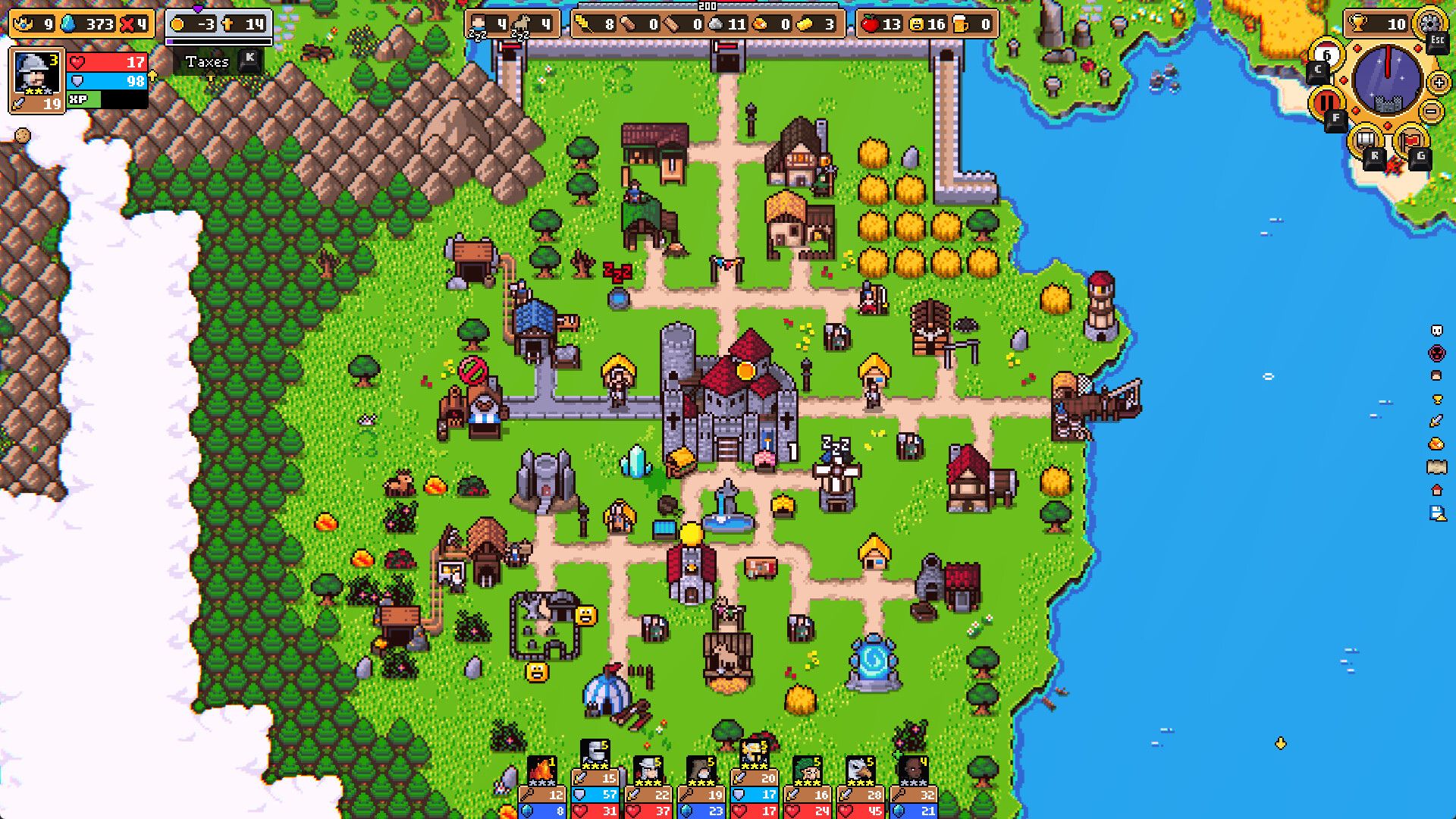 User Interface in Super Fantasy Kingdom