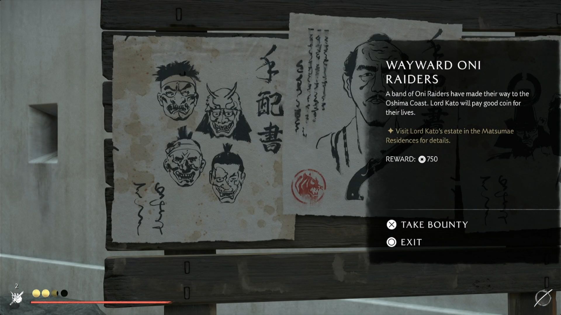 Wayward Oni Raiders Bounty Ghost of Yotei - Travel to L ord Kato’s Estate