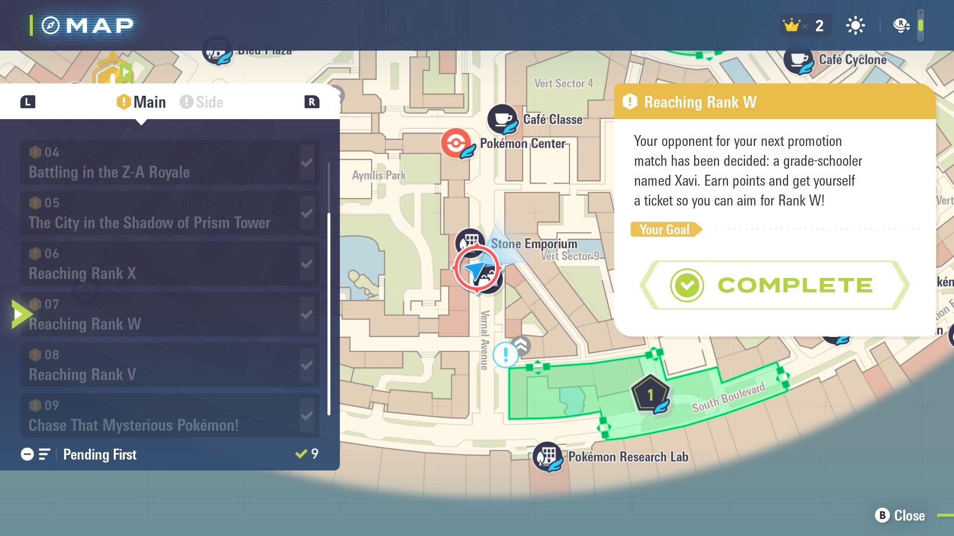 Xavi's location in Legends Z-A (Image via The Pokemon Company)