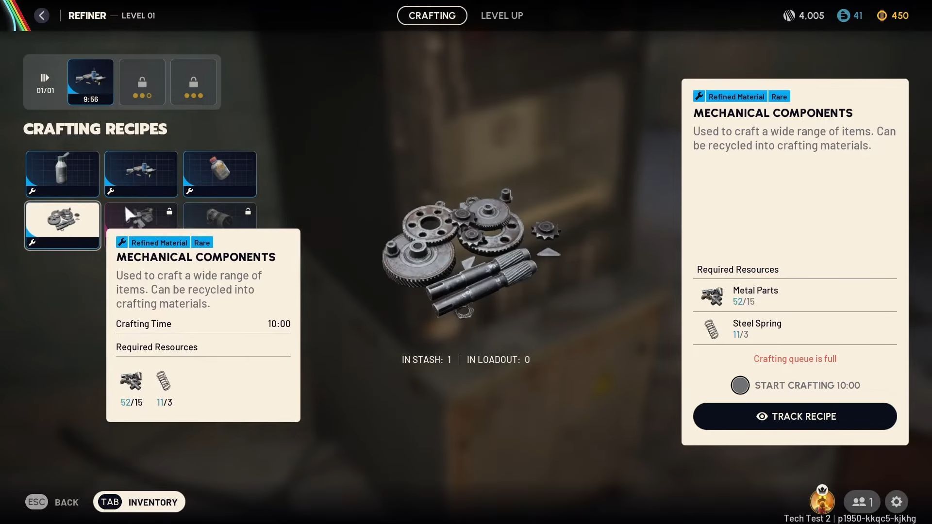 You can use refinery to get more mechanical components (Source: Embark Studios)