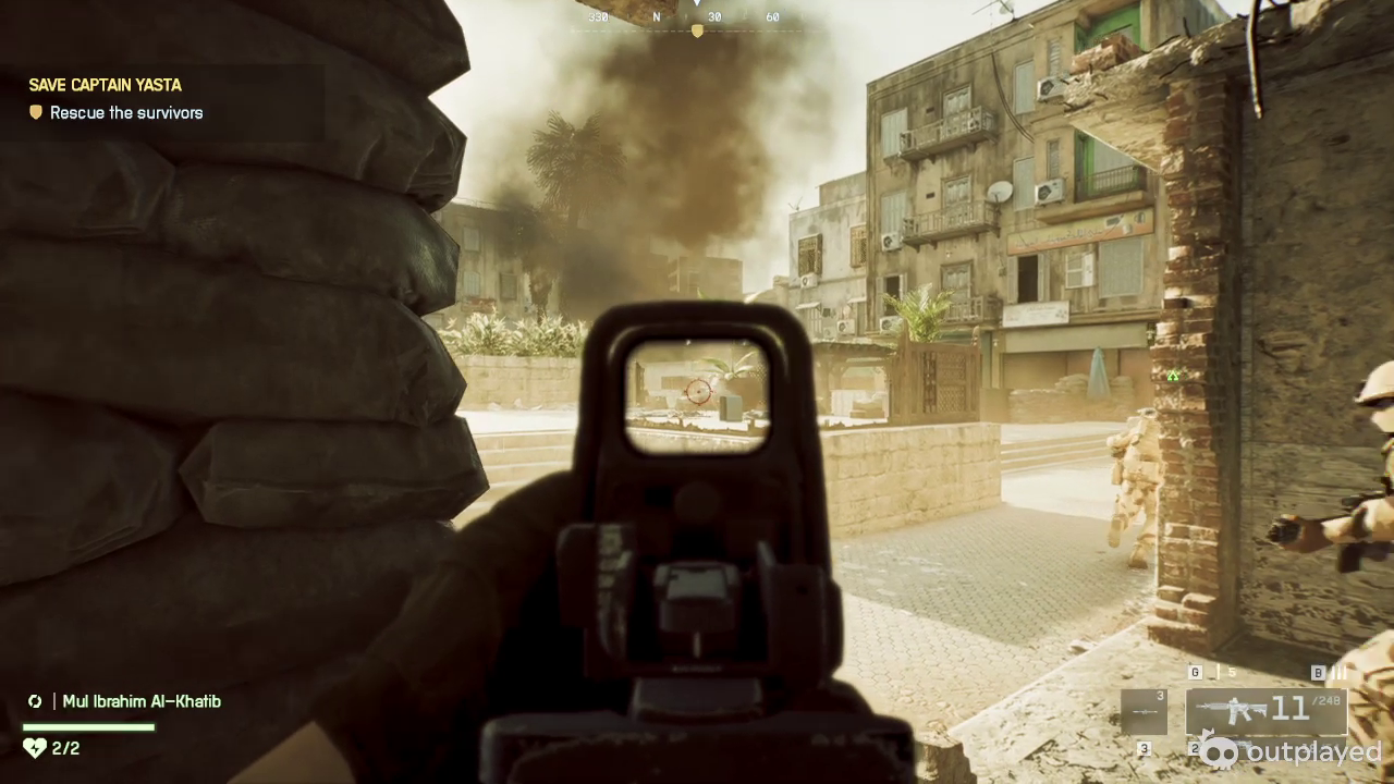 The helicopter crash site is full of enemies (Image via Electronic Arts)