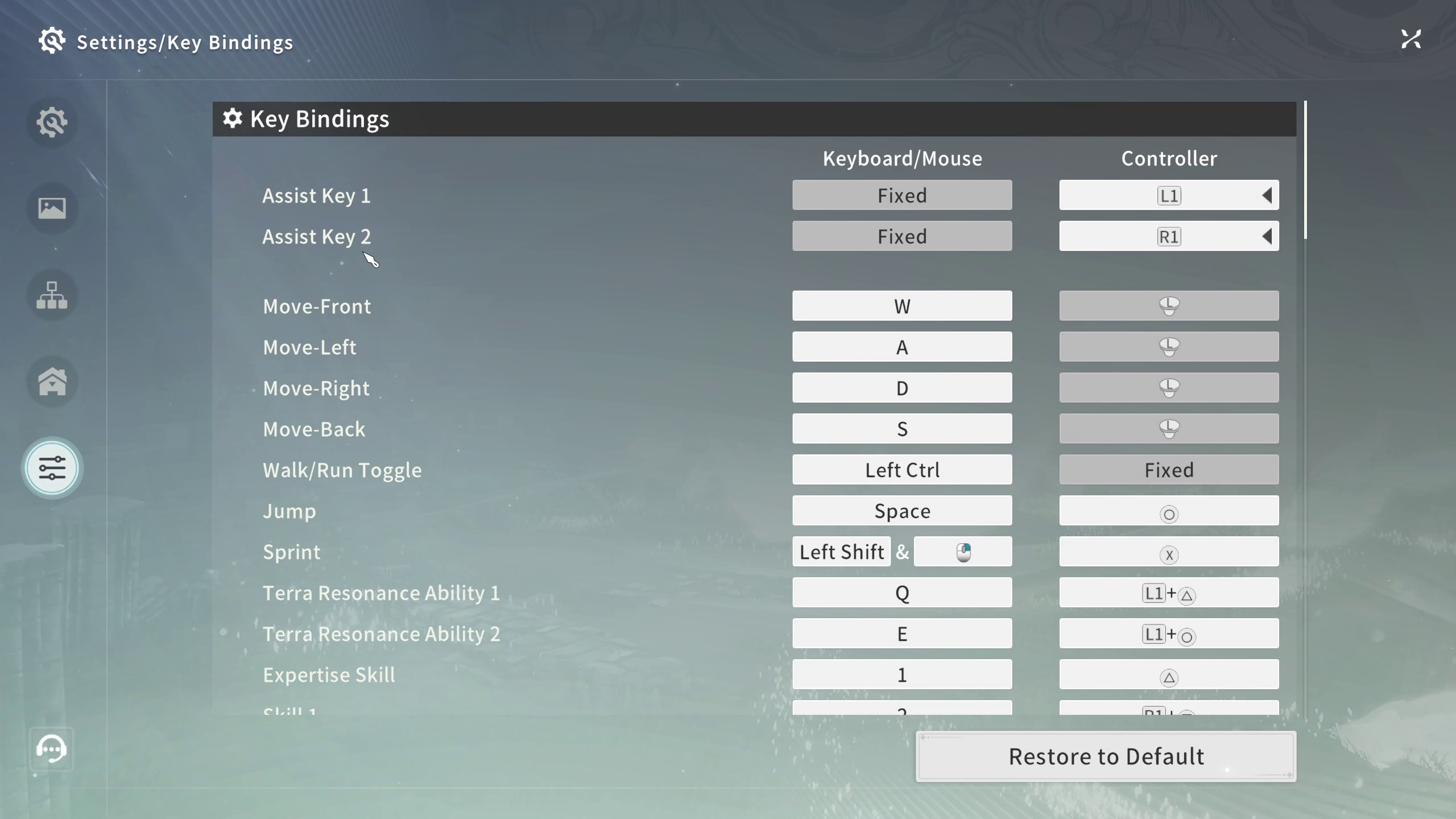 Default Keyboard and controller settings (Image via A Plus Japan)