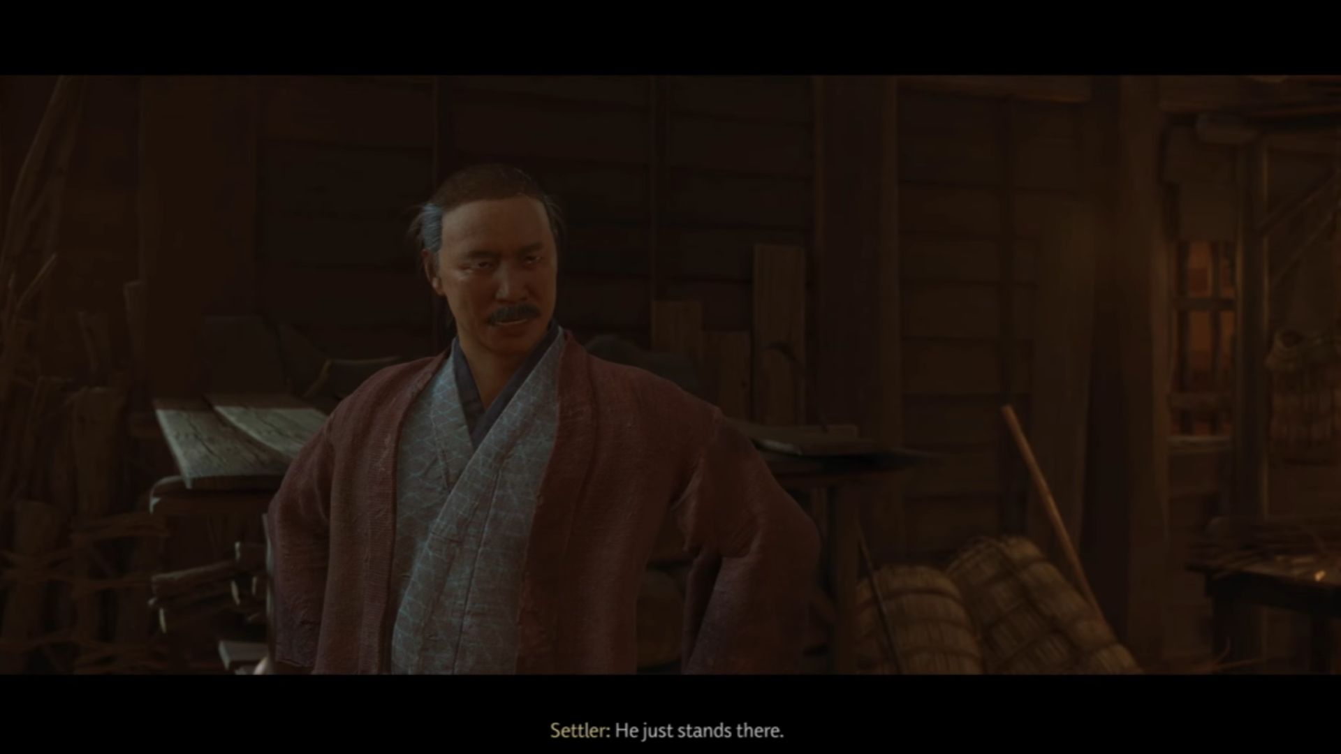 Talk to the settler (Source: Sony Interactive Entertainment | WoW Quests/YouTube)