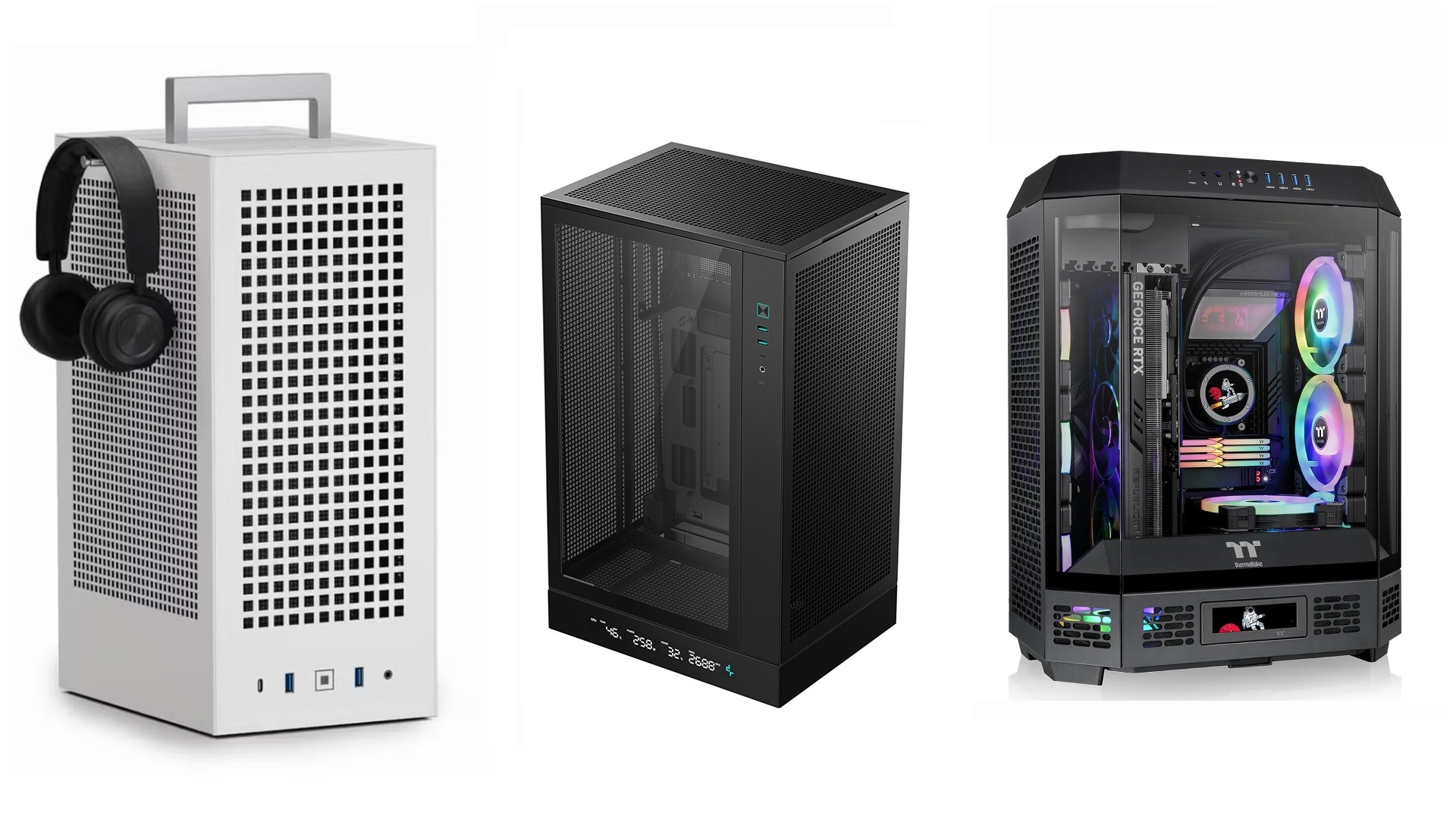Picture of a collection of vertical PC cases
