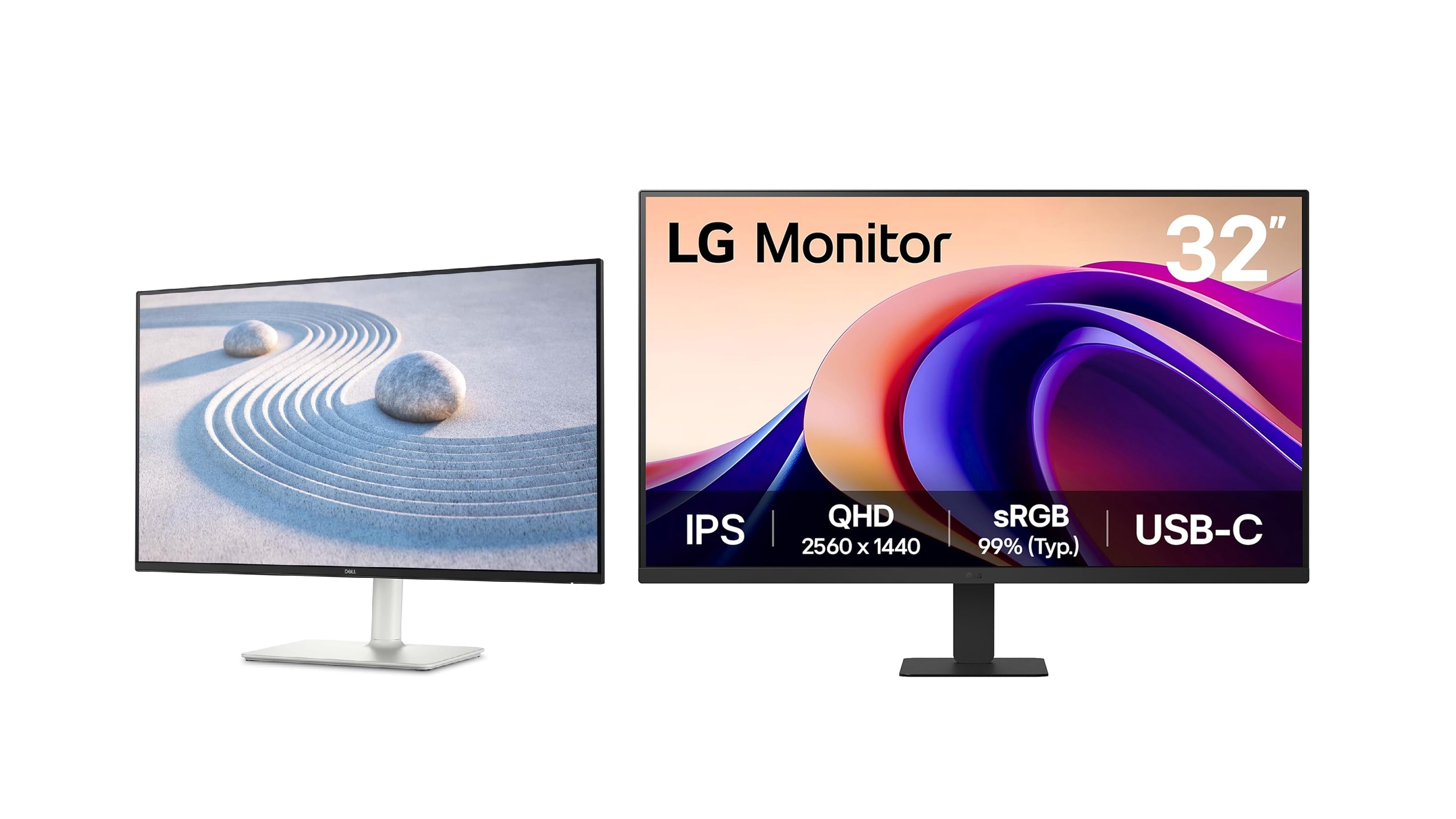 Picture of 27-inch vs 32-inch monitor screen size