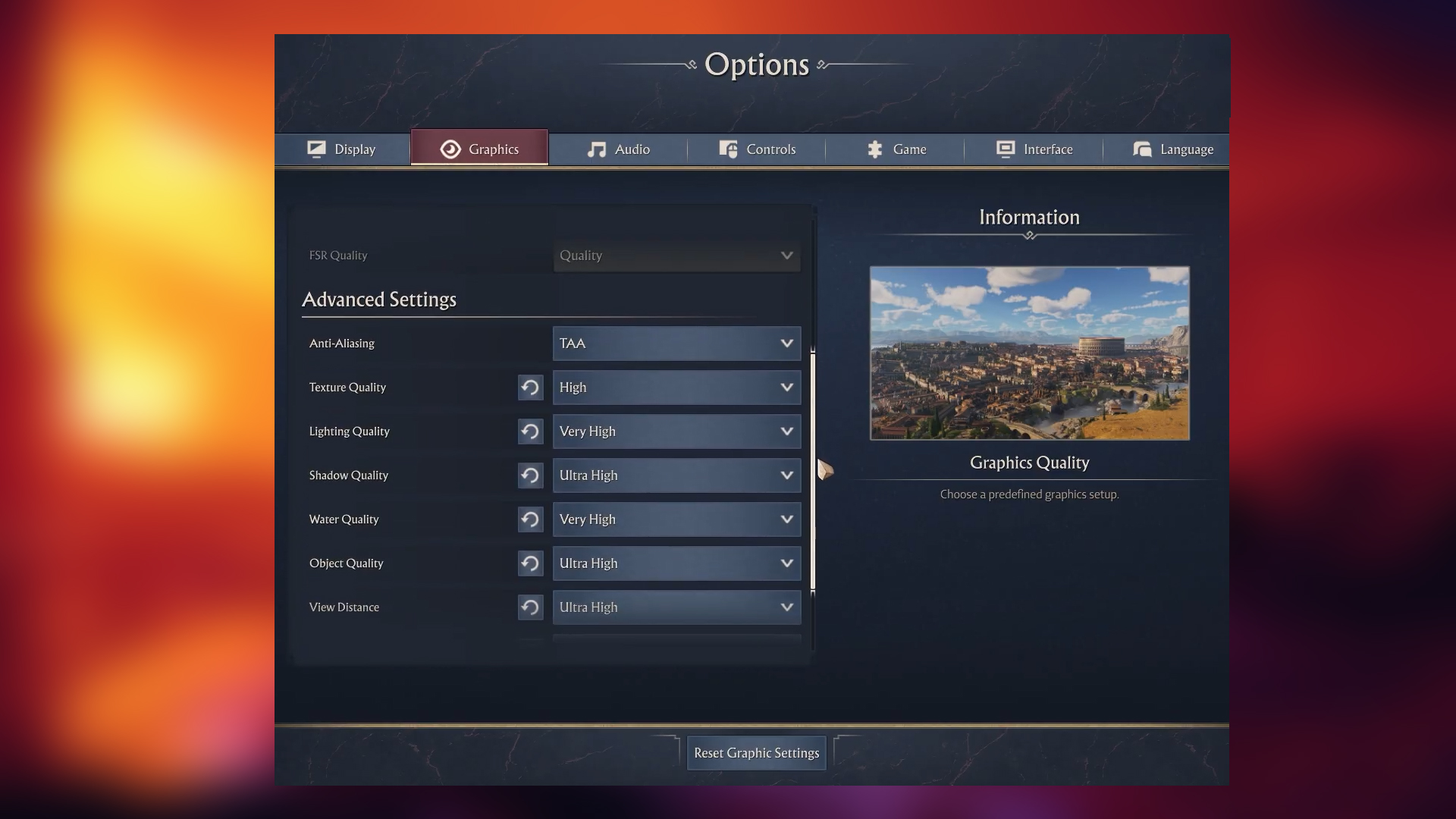 Anno 117 Graphics Settings page 2 (Image via Ubisoft)