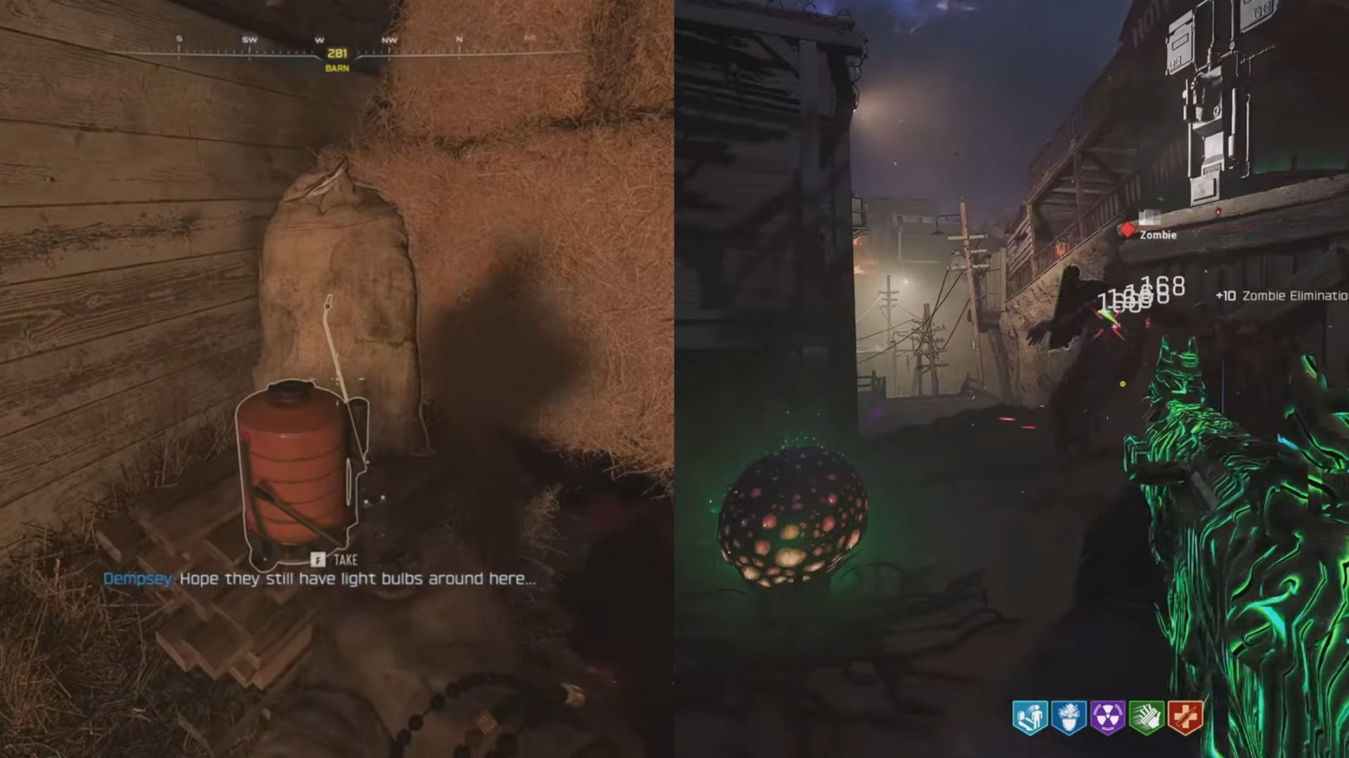 Fumigator on the left and grown plant on the right in Black Ops 7 Zombies