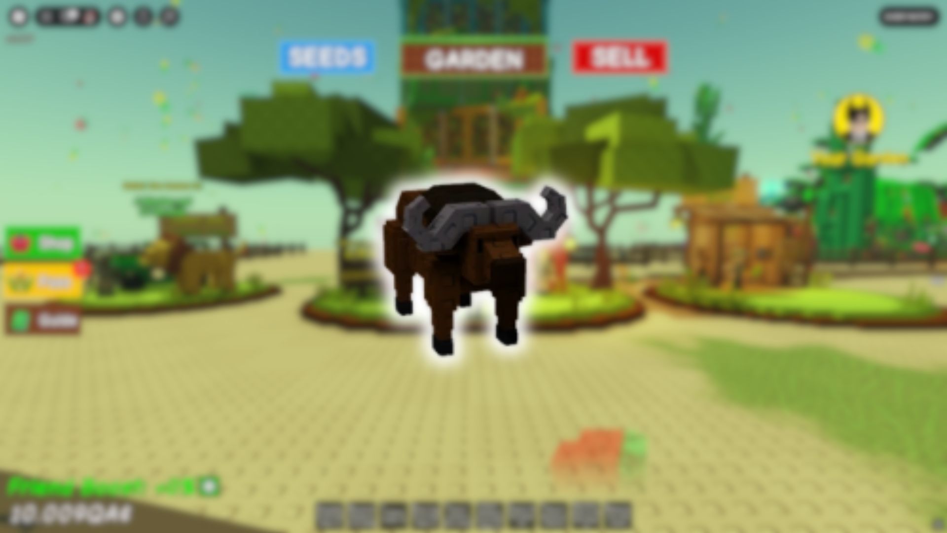 Cape Buffalo Pet in Grow a Garden (Image via Roblox Corporation)