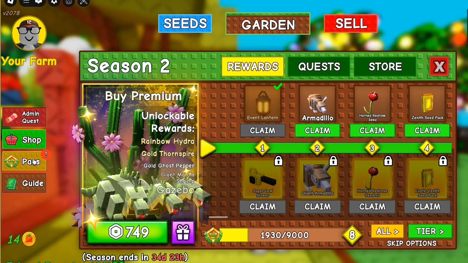 Claim the Armadillo Pet for free from the Season Pass