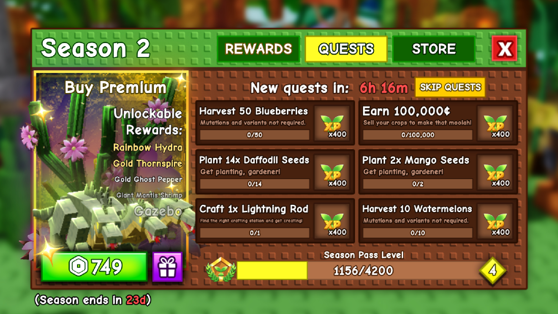 Complete quests to gain XP (Image via Roblox Corporation)