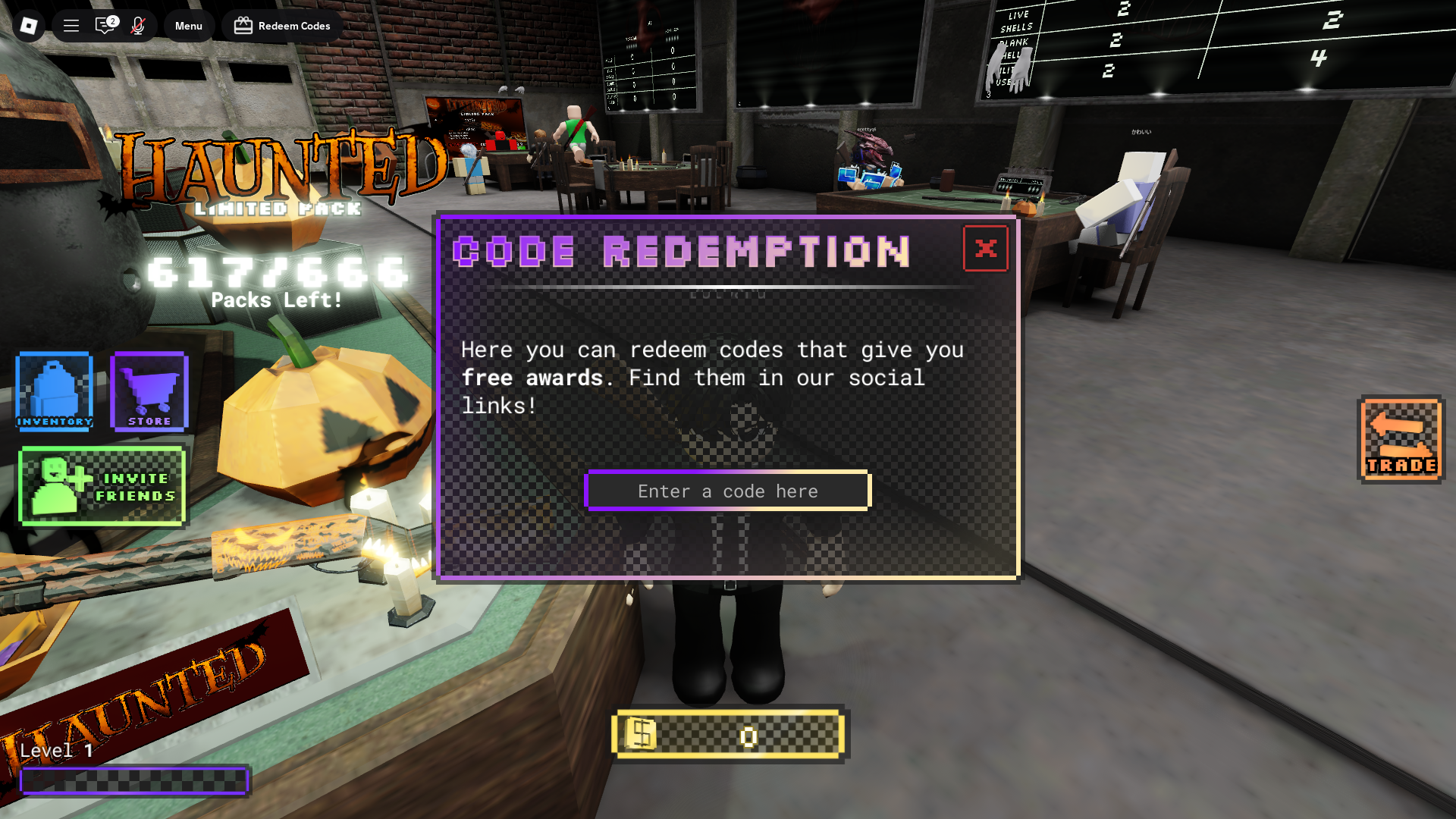 Redeeming codes (Image via Roblox Corporation)