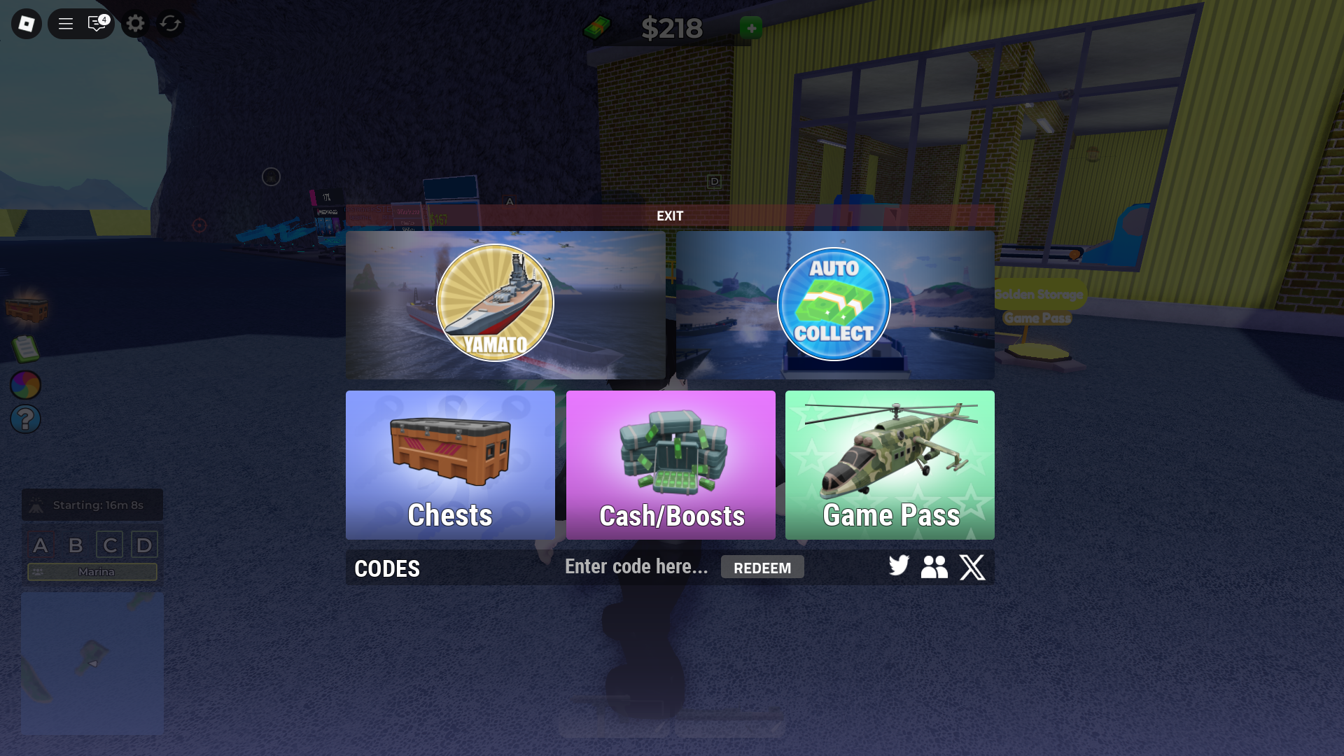 Redeeming codes (Image via Roblox Corporation)