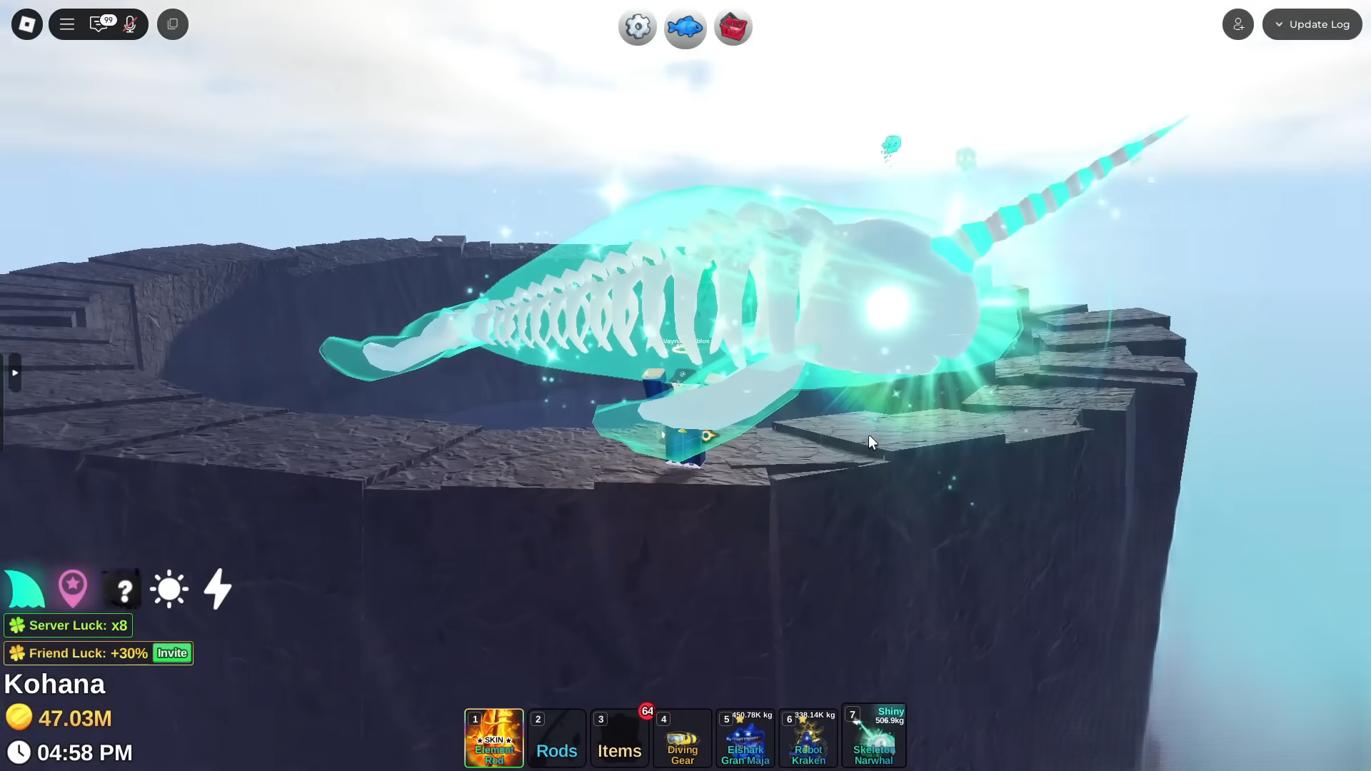 Secret Skeleton Narwhal in Fish It (Image via Roblox Corporation)