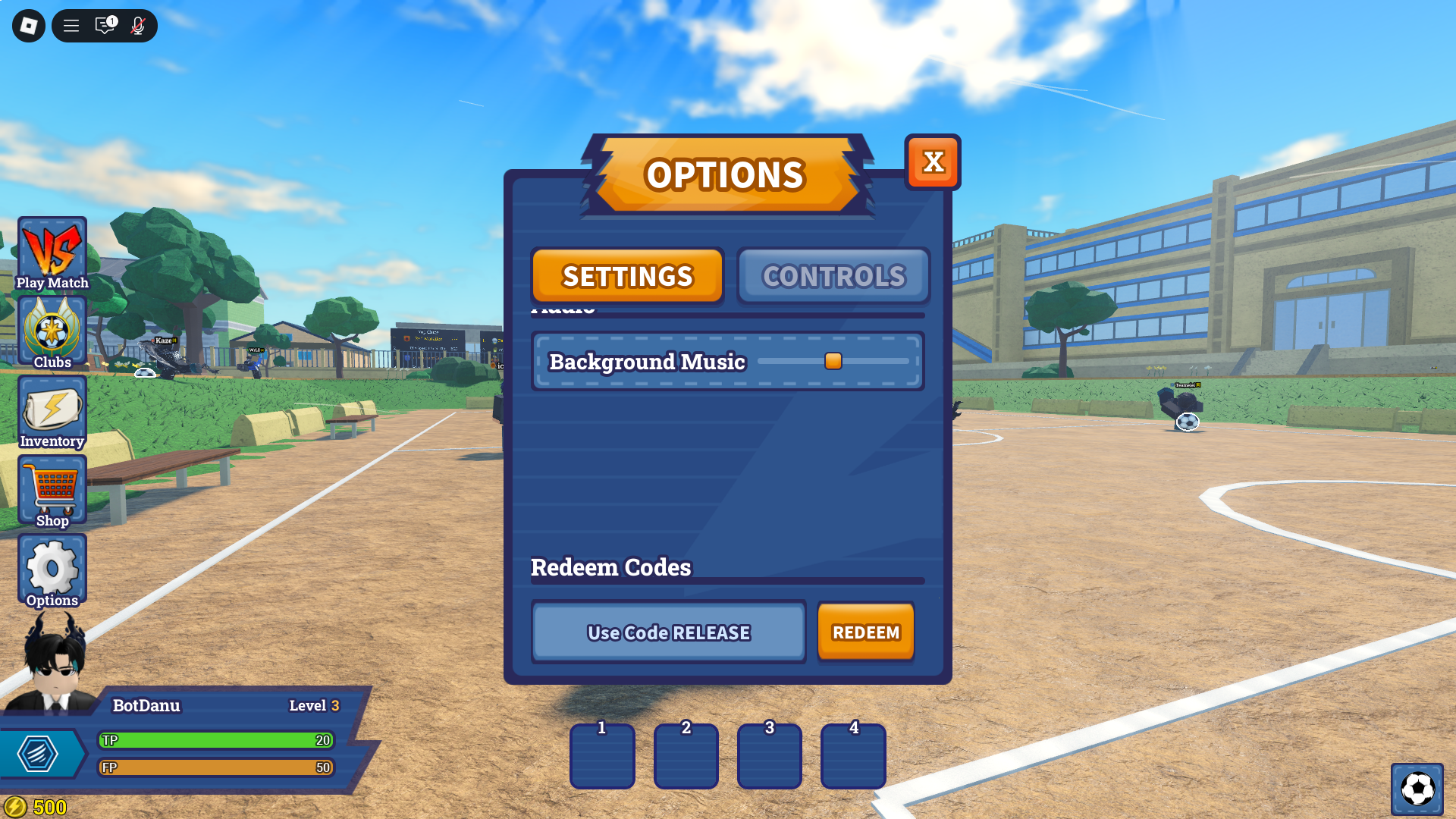 Redeeming codes (Image via Roblox Corporation)