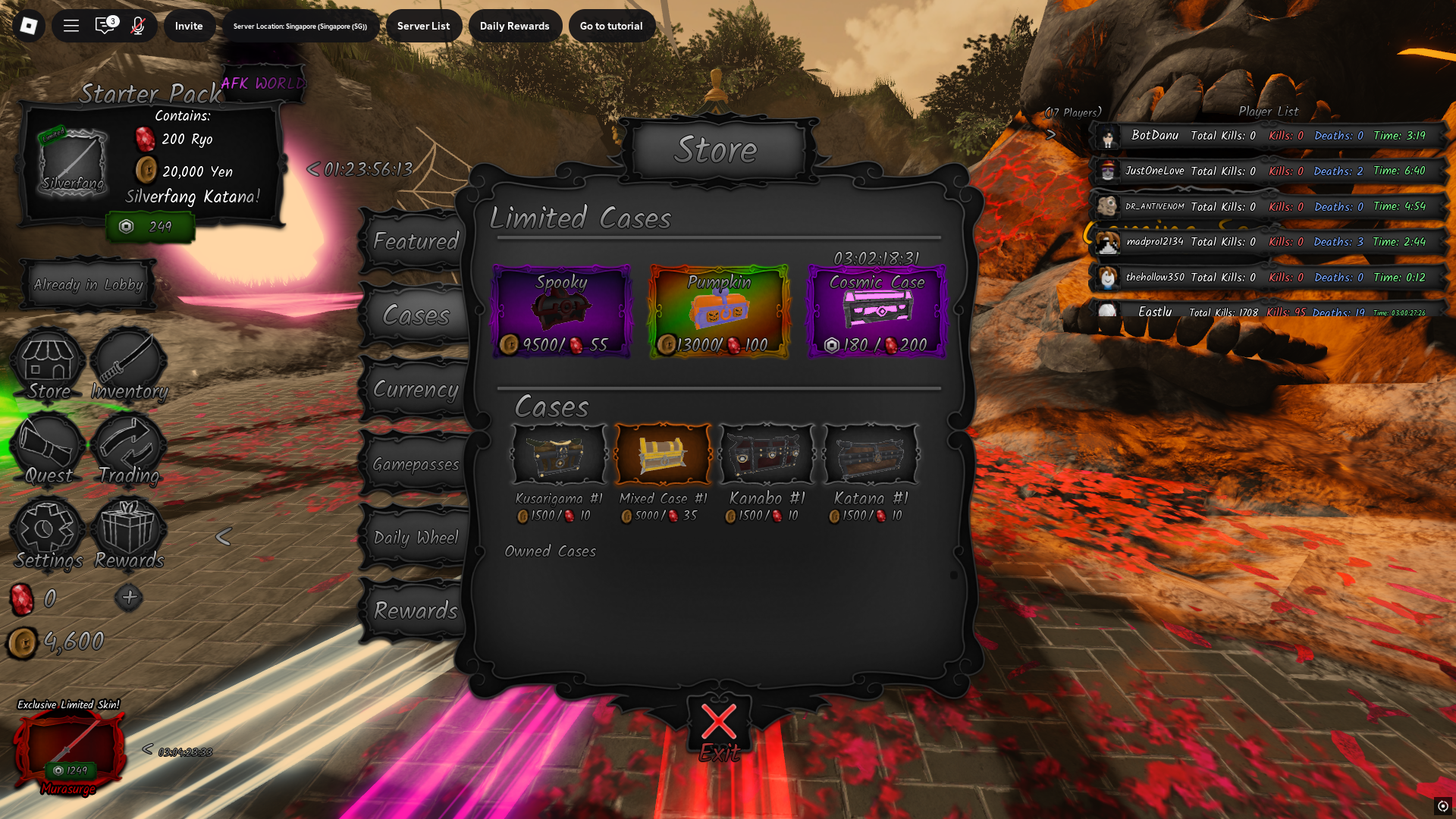 Buying weapons using Yen (Image via Roblox Corporation)