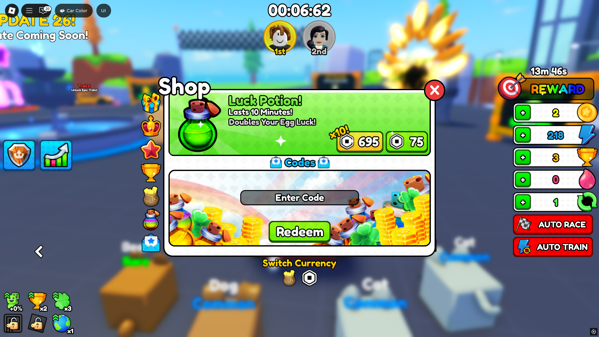 Redeeming codes (Image via Roblox Corporation)