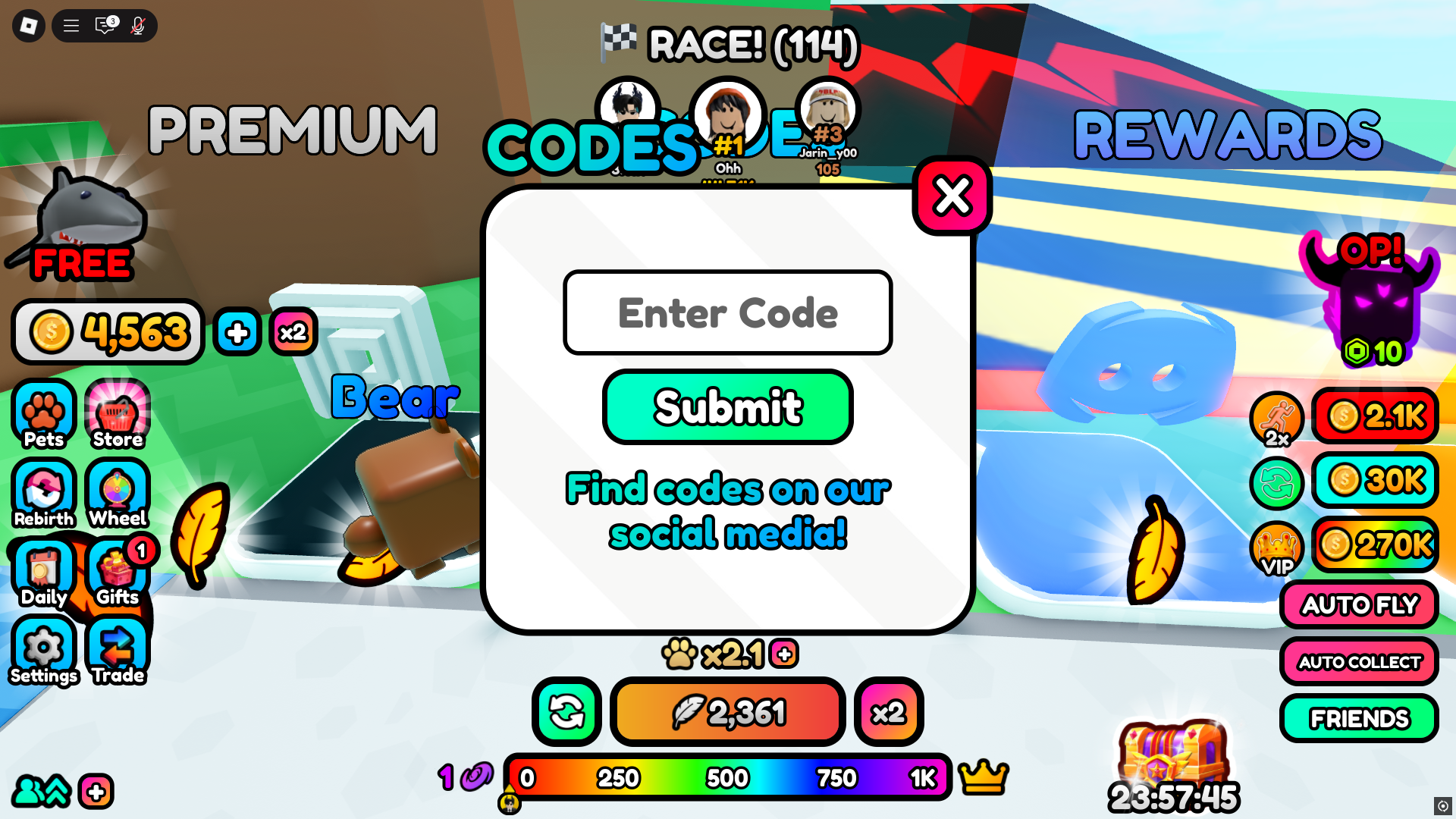Redeeming codes (Image via Roblox Corporation)