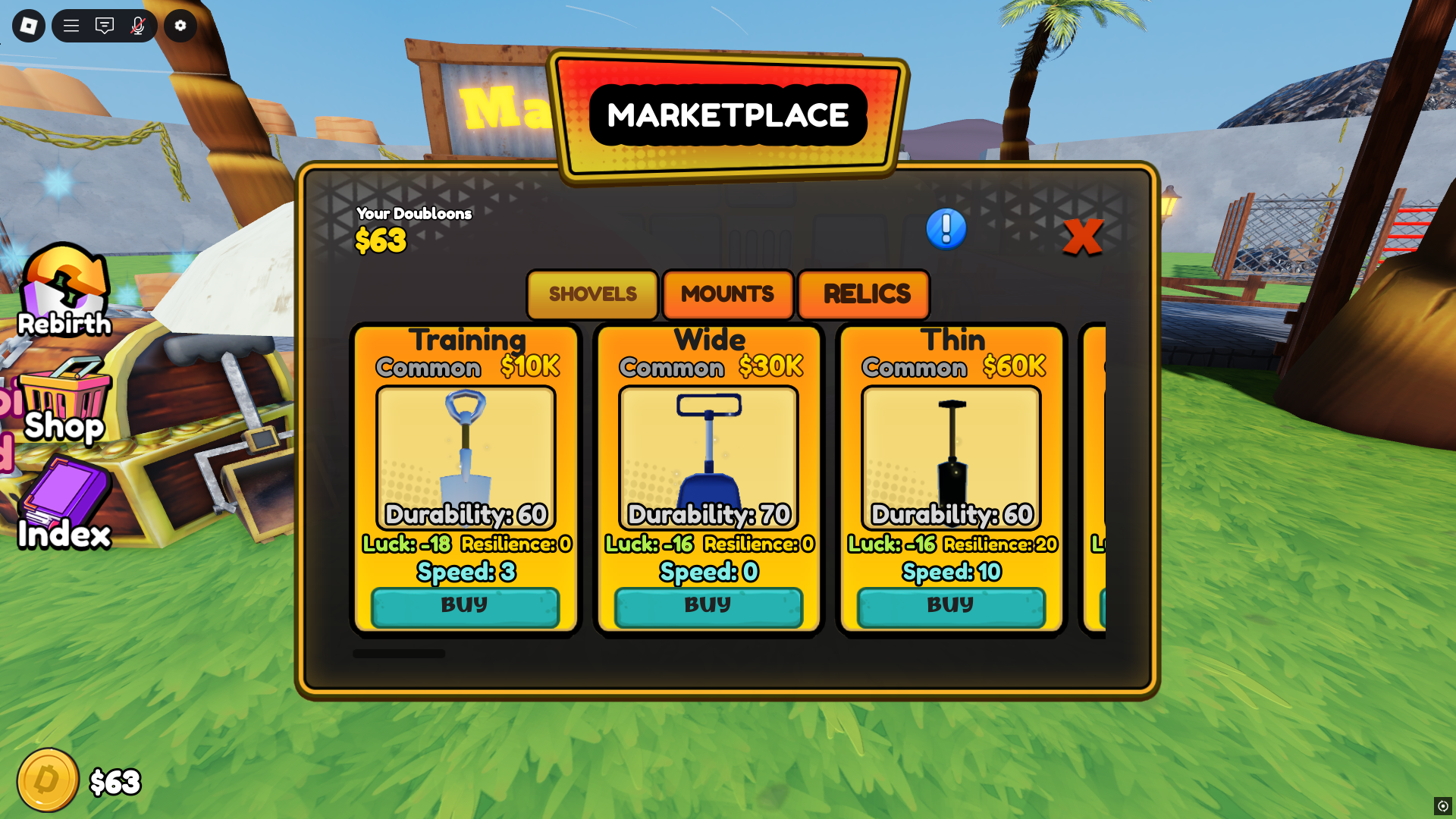 All Shovels in Dump (Image via Roblox Corporation)