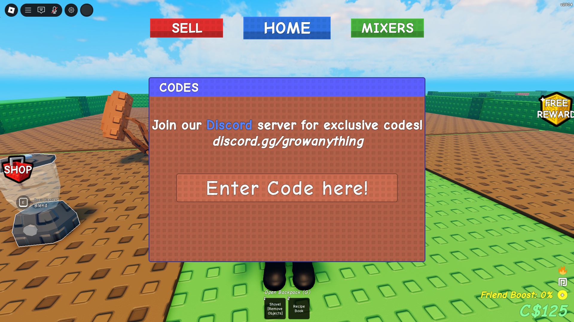 Redeeming codes (Image via Roblox Corporation)