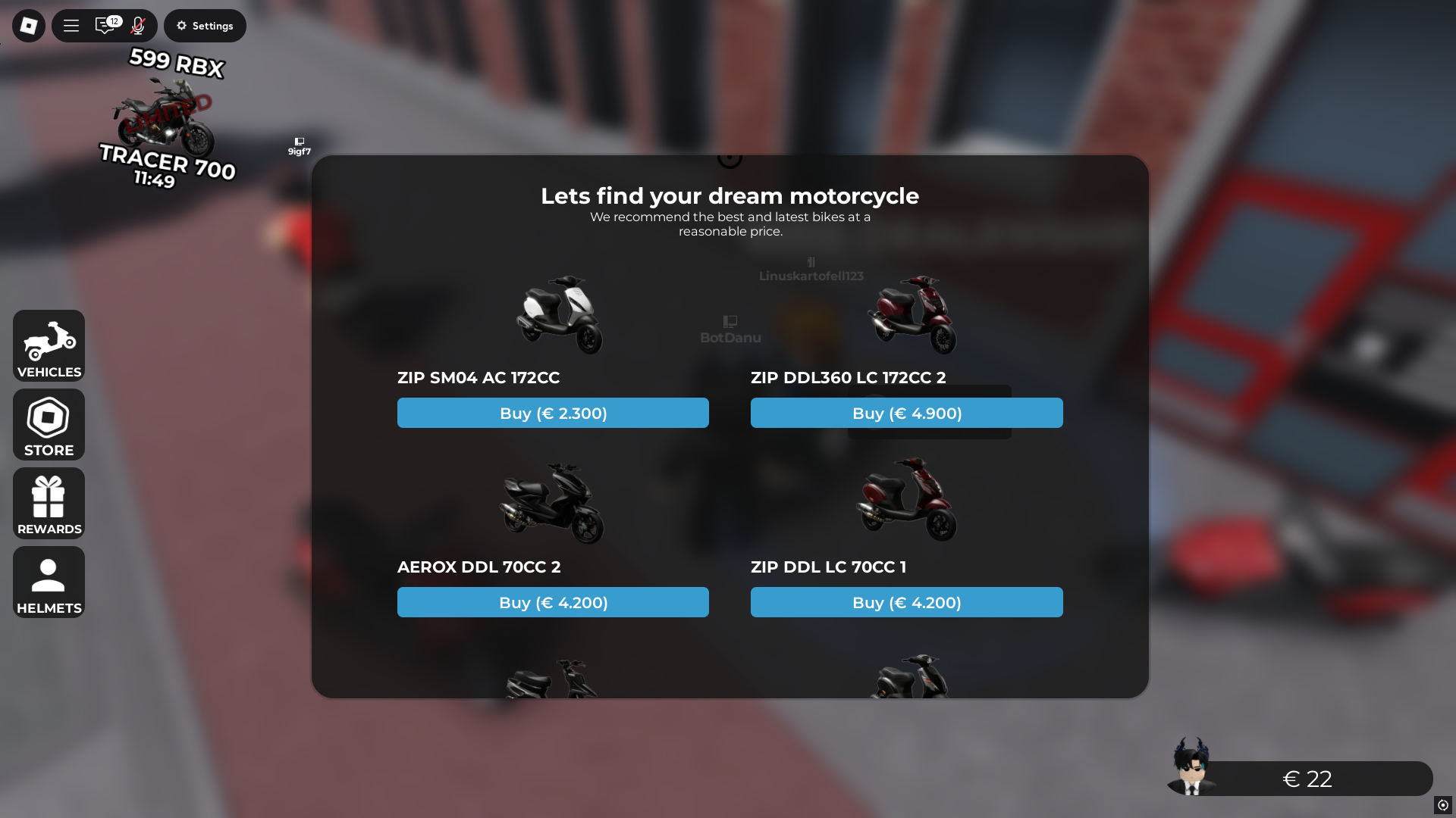 Buying new bikes (Image via Roblox Corporation)