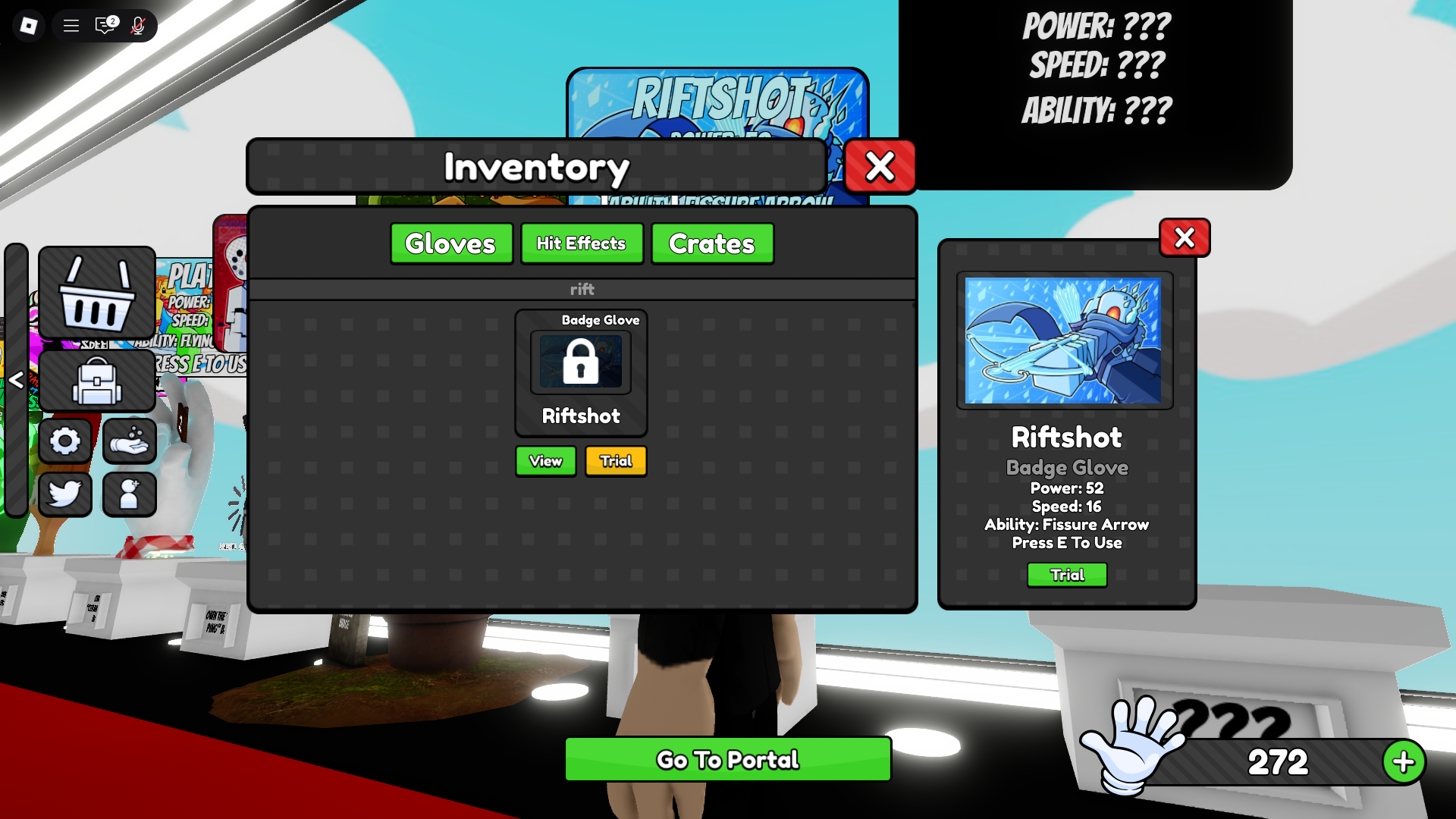 Riftshot Glove stats (Image via Roblox Corporation)