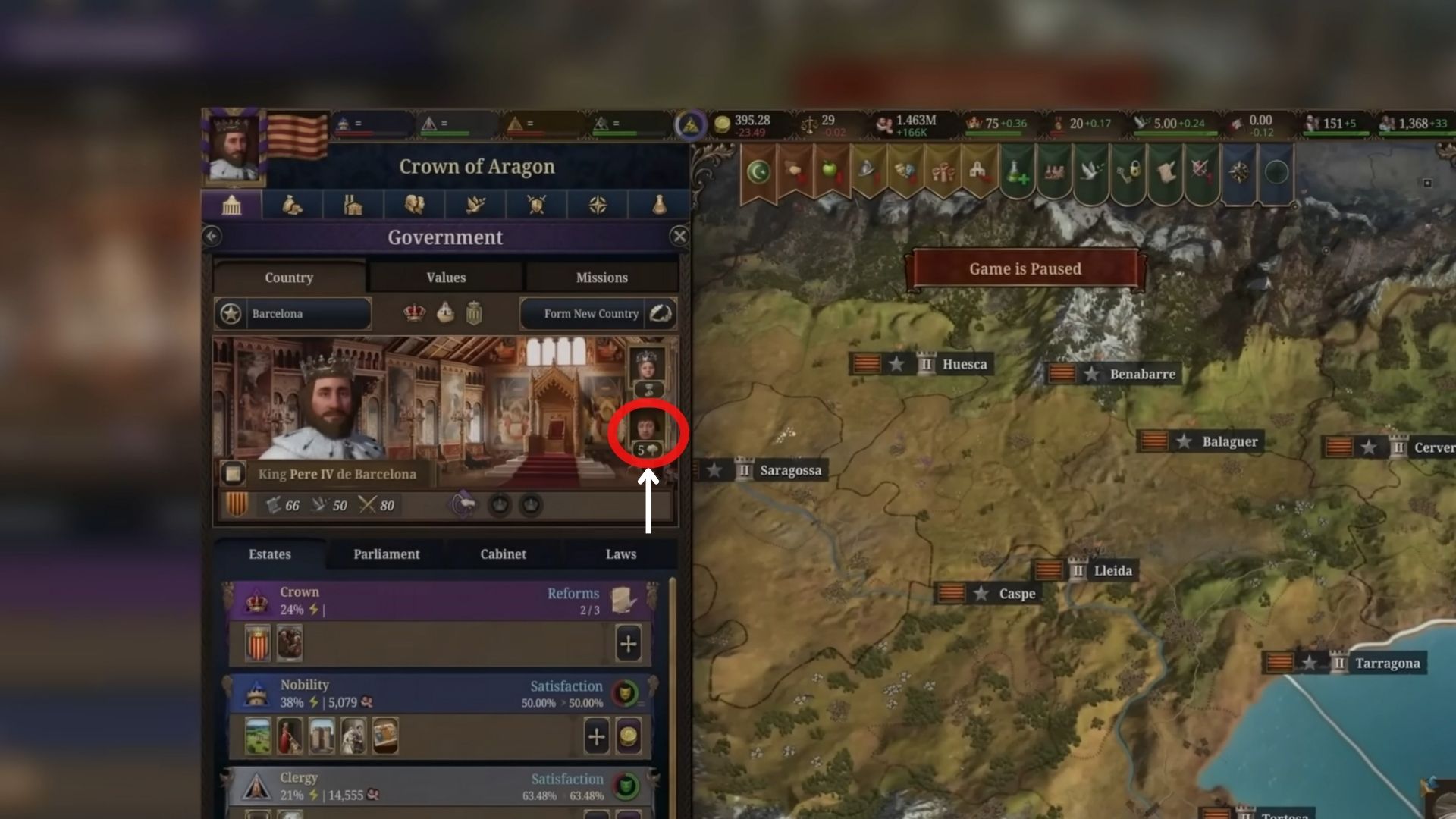 Succession Law change button (Image via Paradox Interactive)
