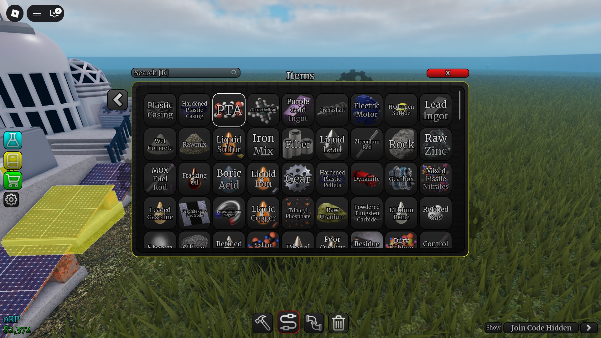 Find out the recipes for different materials and how to create them